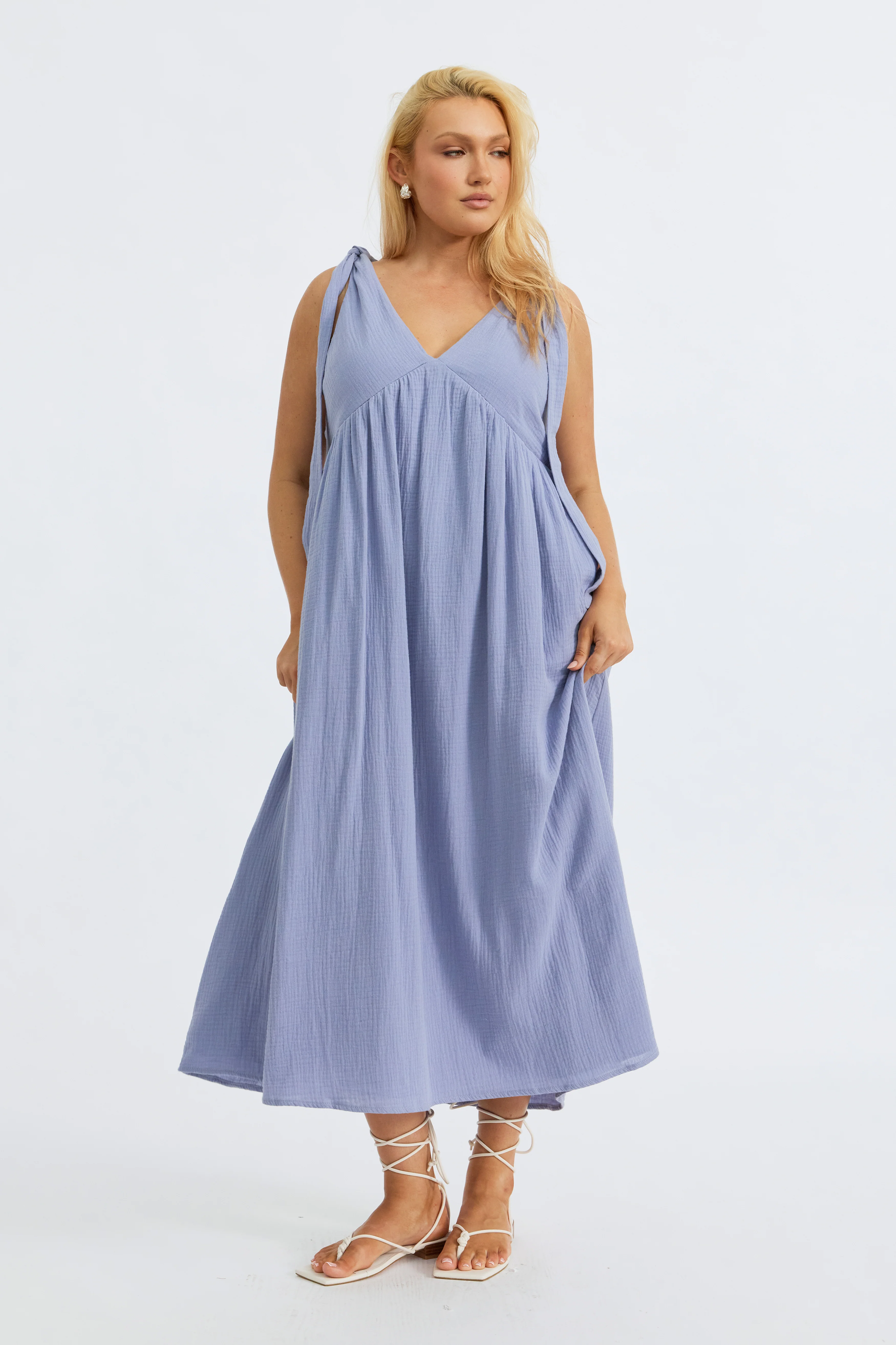 Mallorca Babydoll Midi Dress - Violet Blue - Image 7
