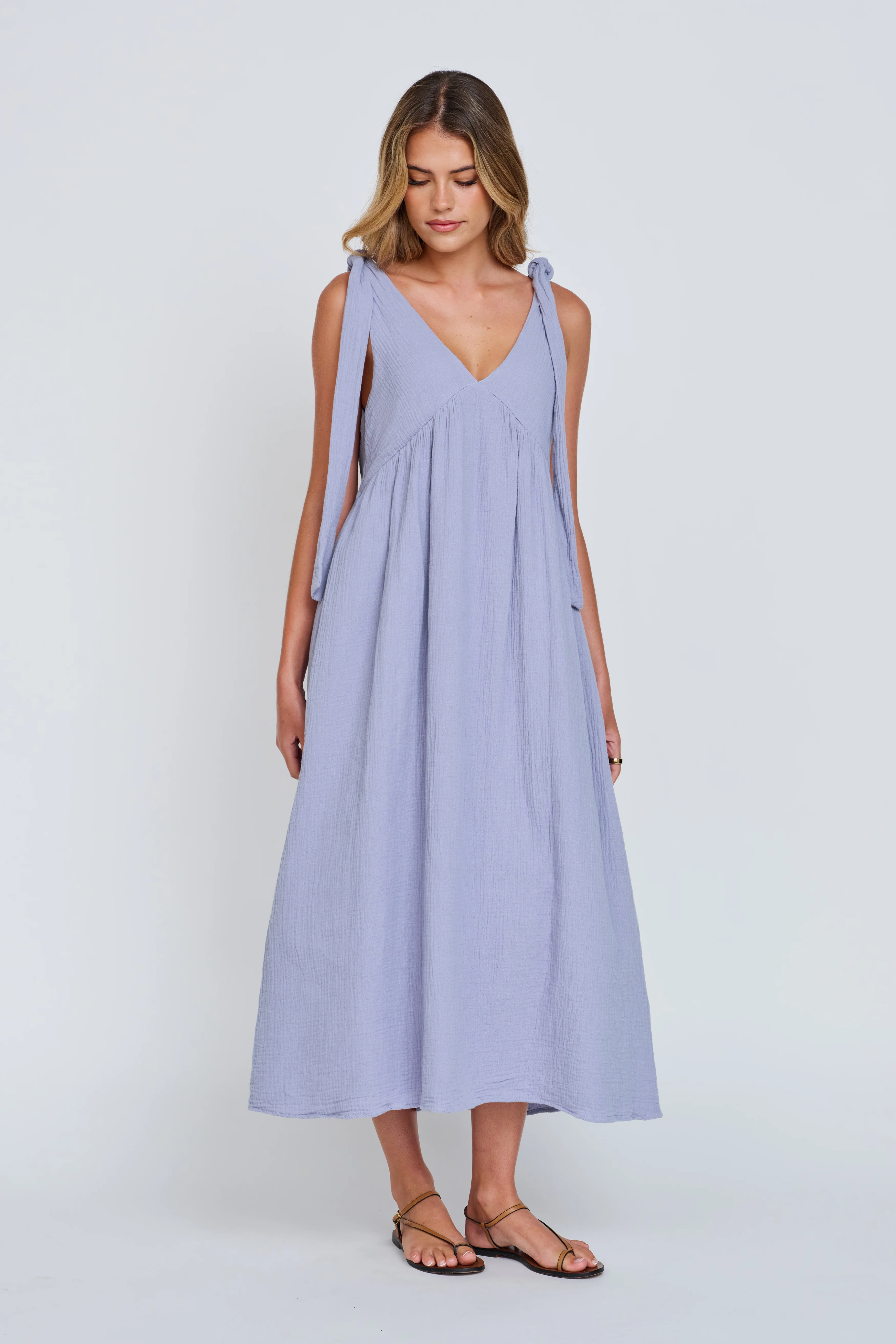 Mallorca Babydoll Midi Dress - Violet Blue - Image 8