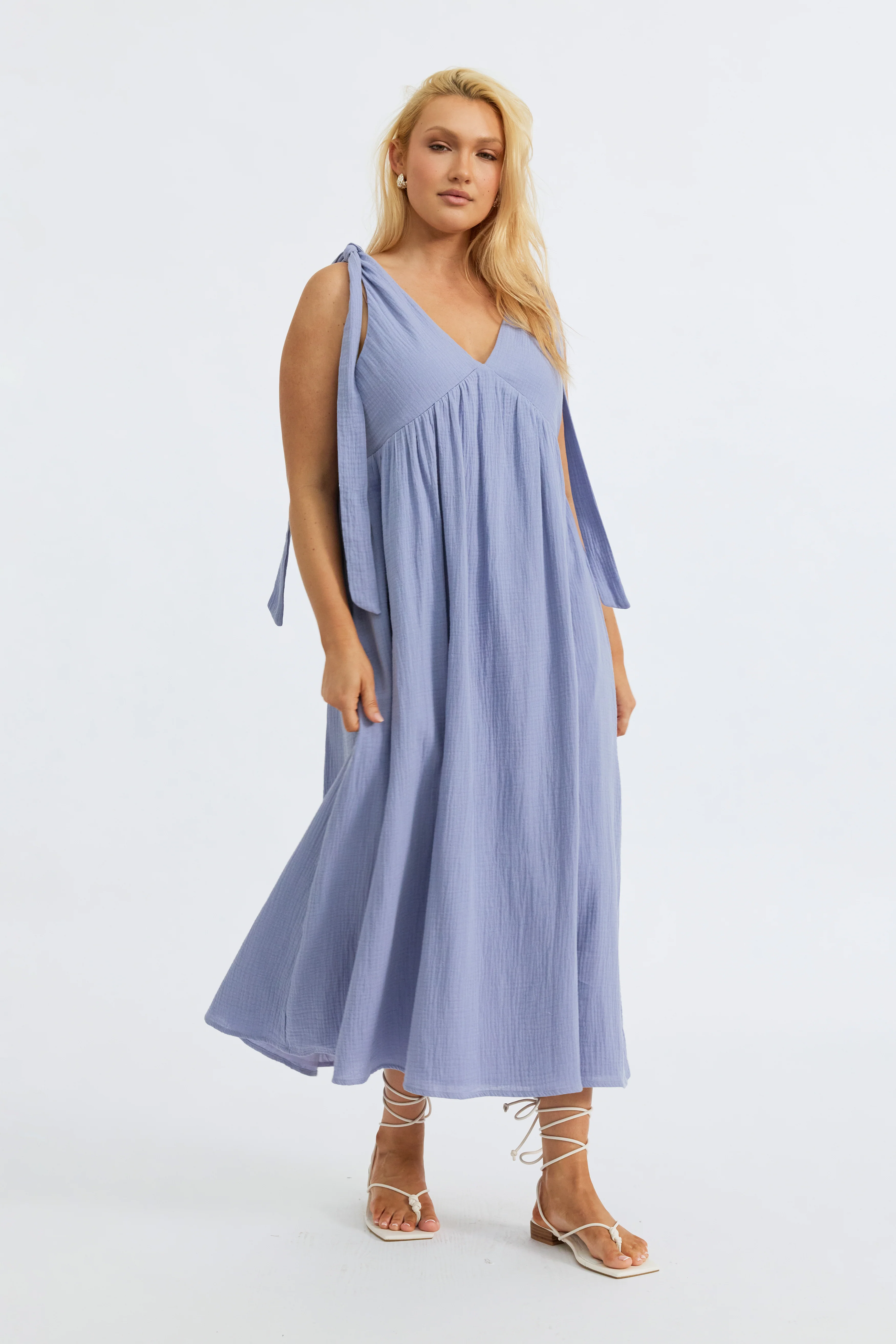 Mallorca Babydoll Midi Dress - Violet Blue - Image 9