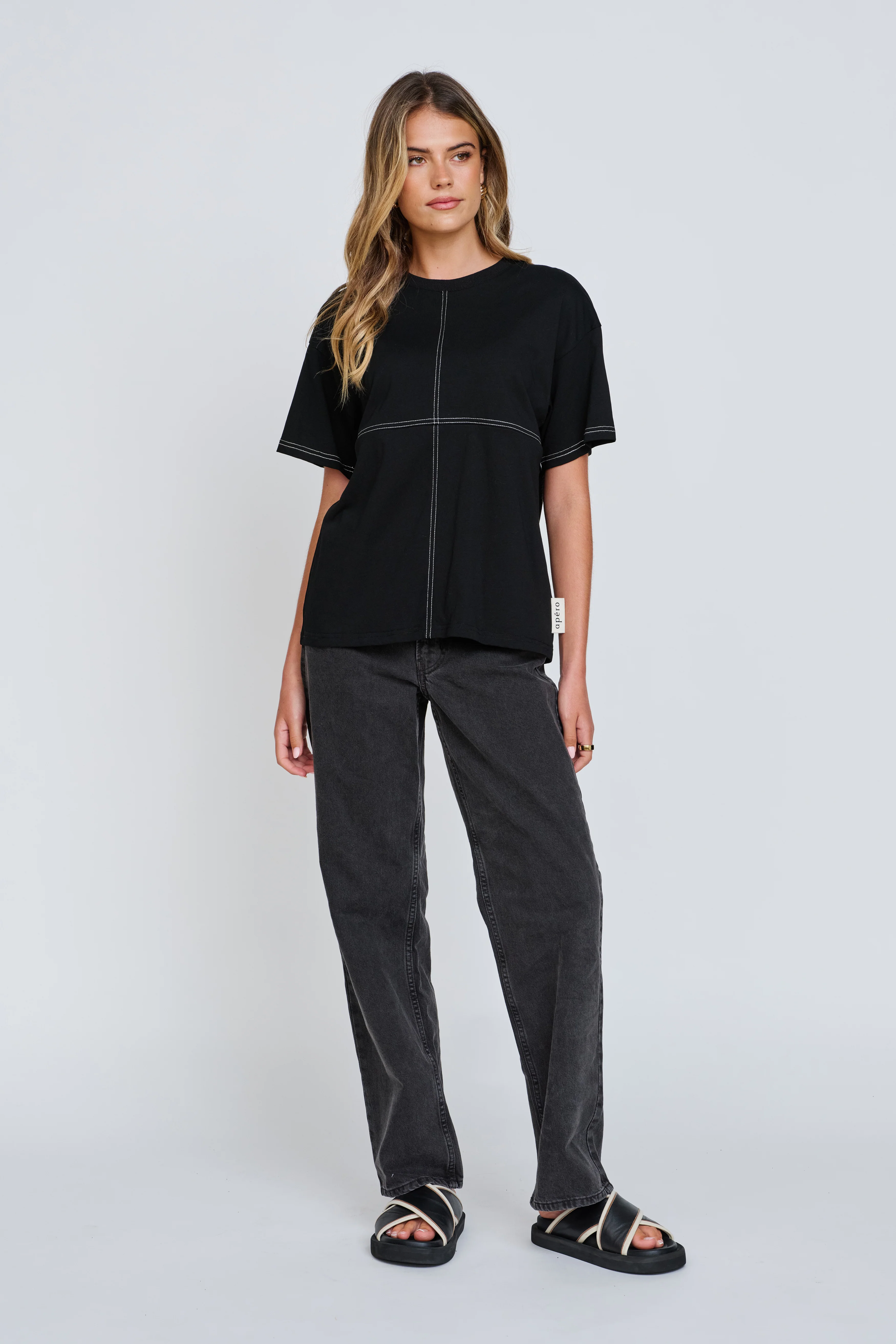 Miro Contrast Panel Tee - Black / White