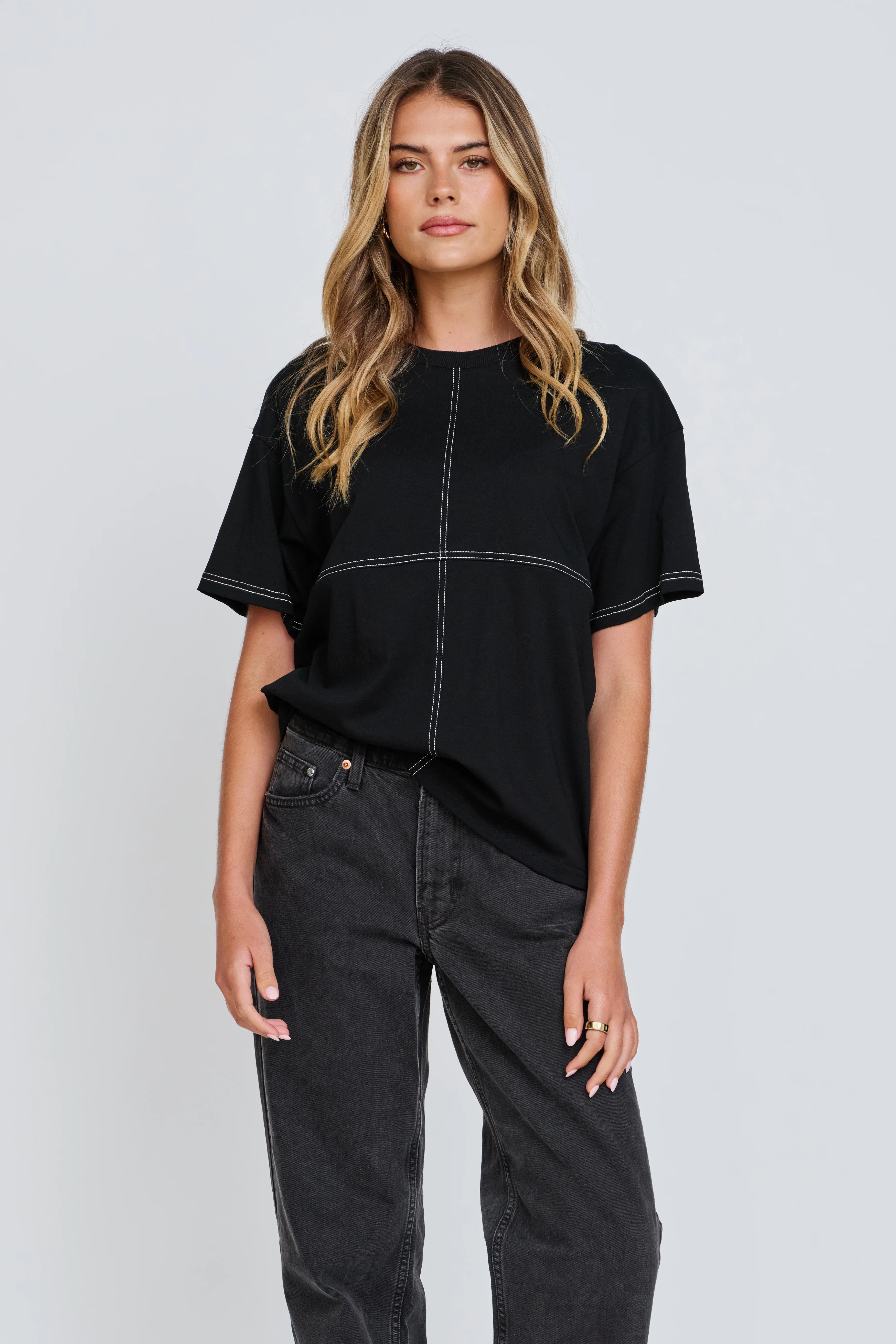 Miro Contrast Panel Tee - Black / White - Image 10
