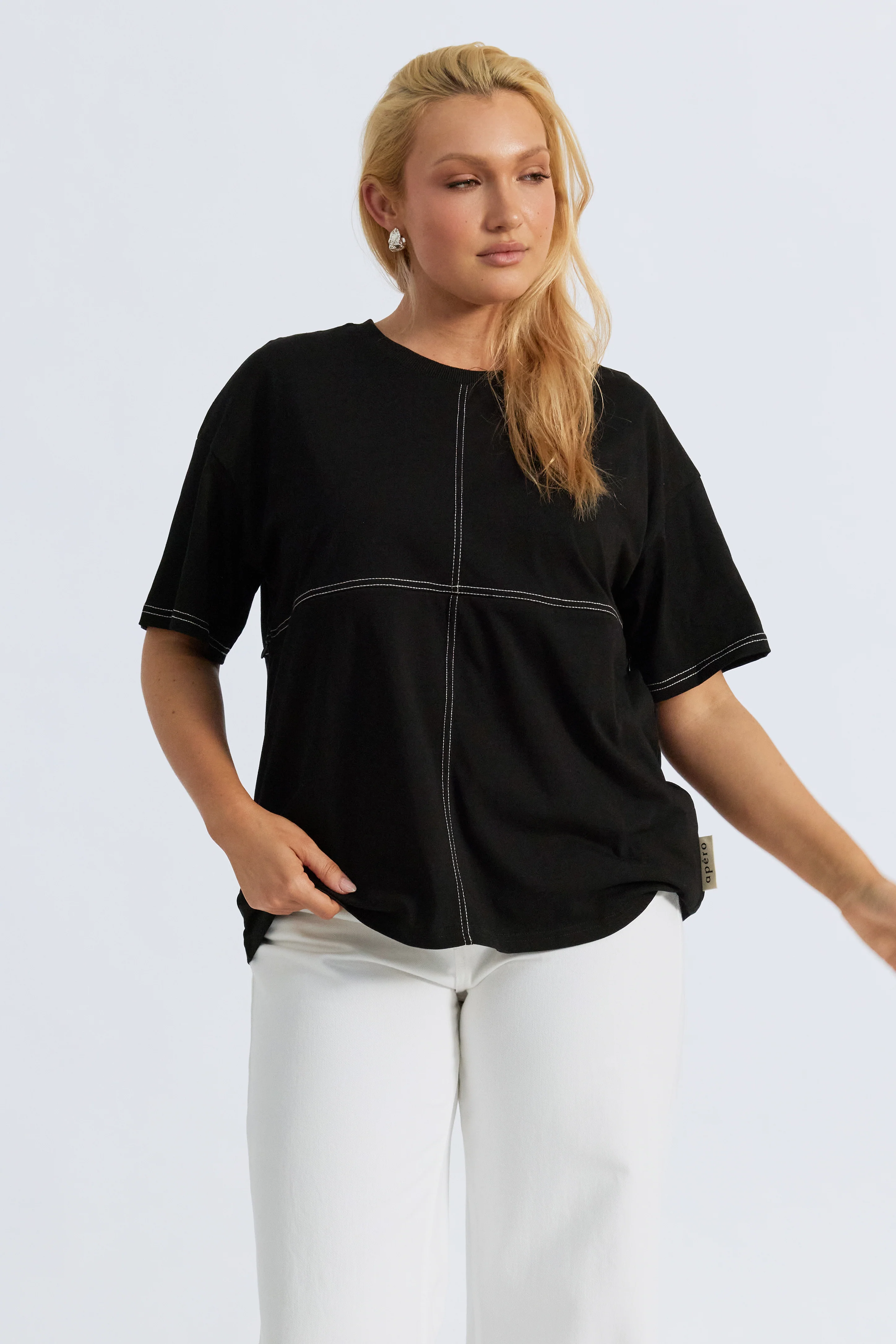 Miro Contrast Panel Tee - Black / White - Image 11