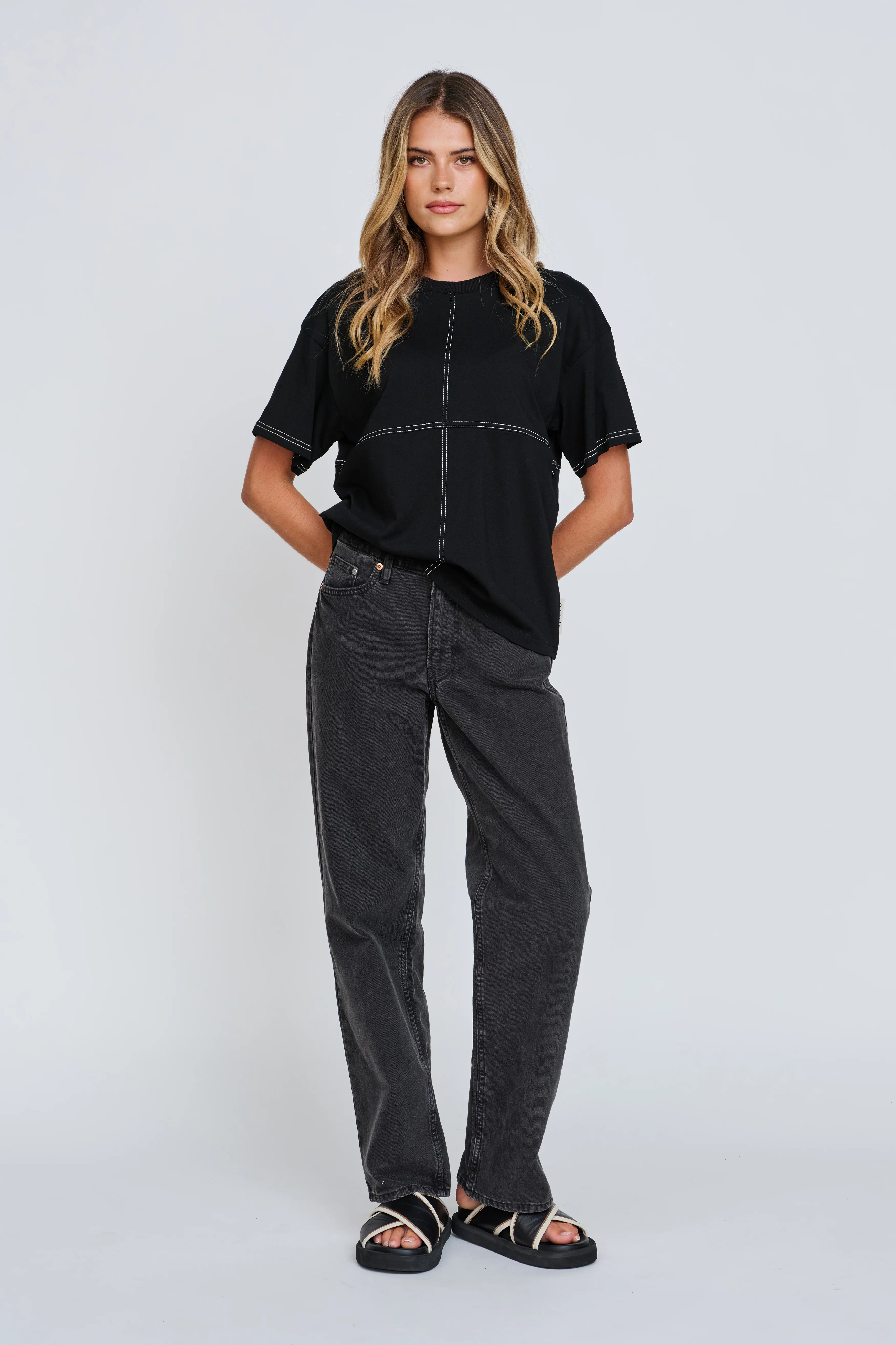 Miro Contrast Panel Tee - Black / White - Image 3