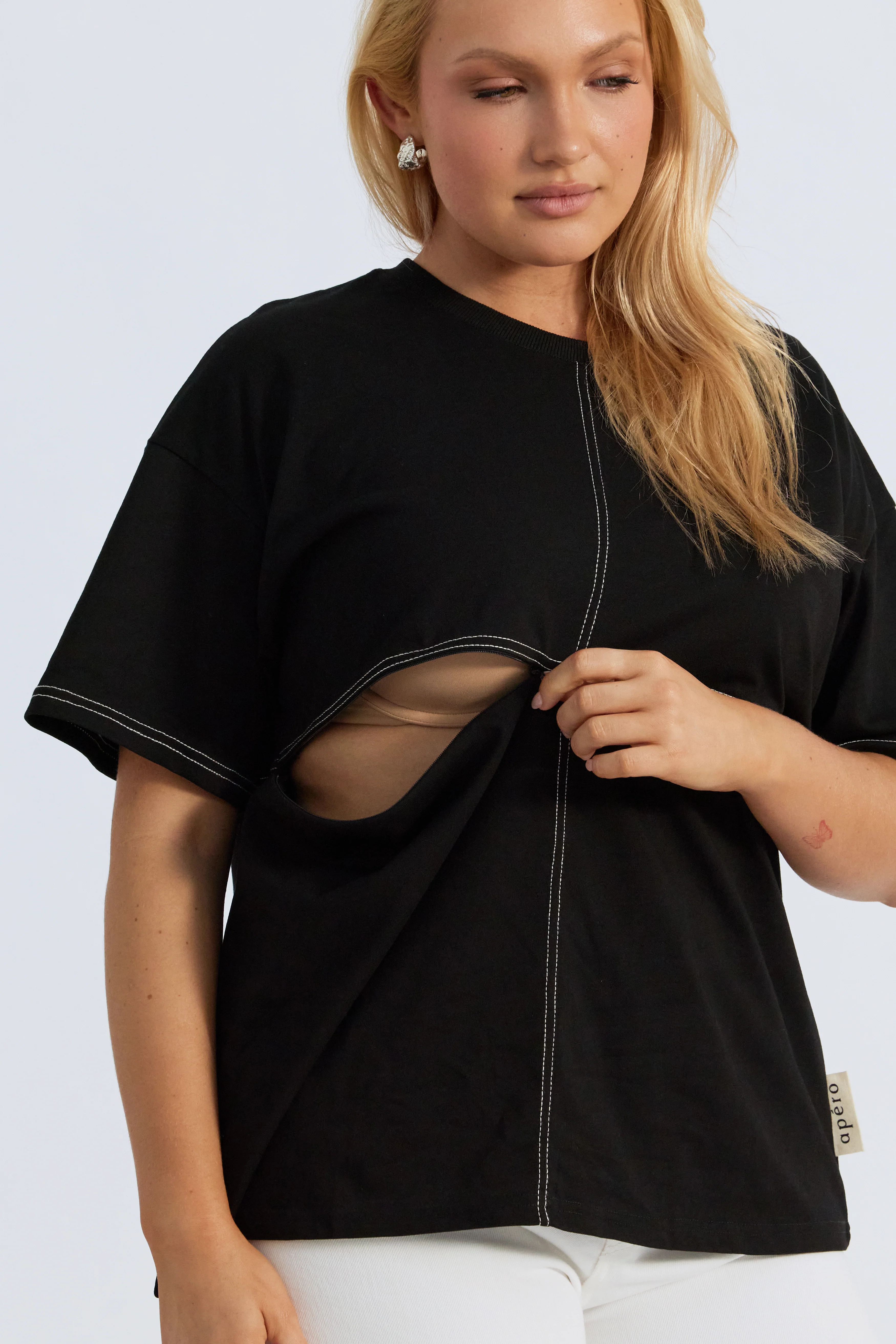 Miro Contrast Panel Tee - Black / White - Image 5