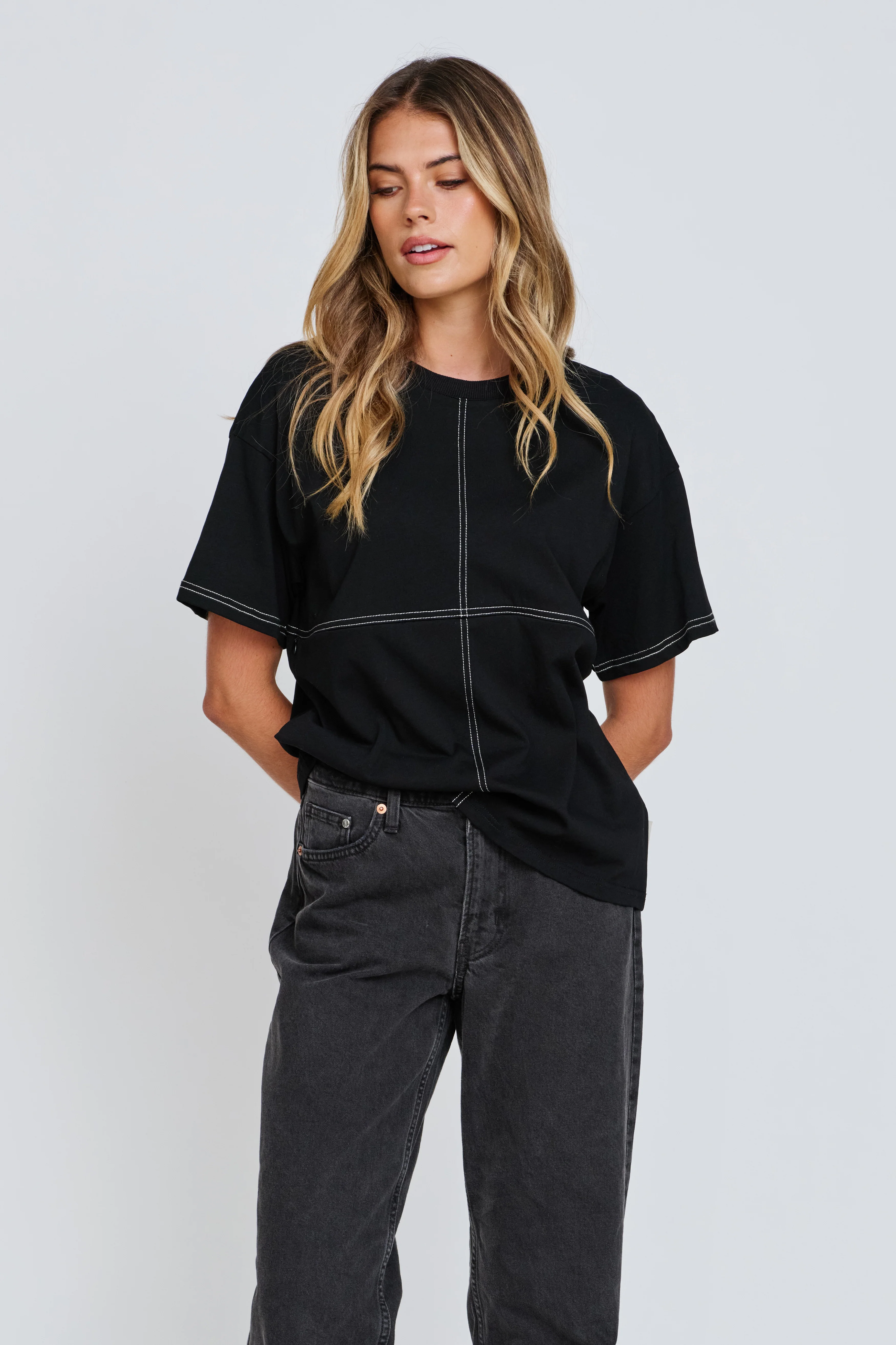 Miro Contrast Panel Tee - Black / White - Image 7