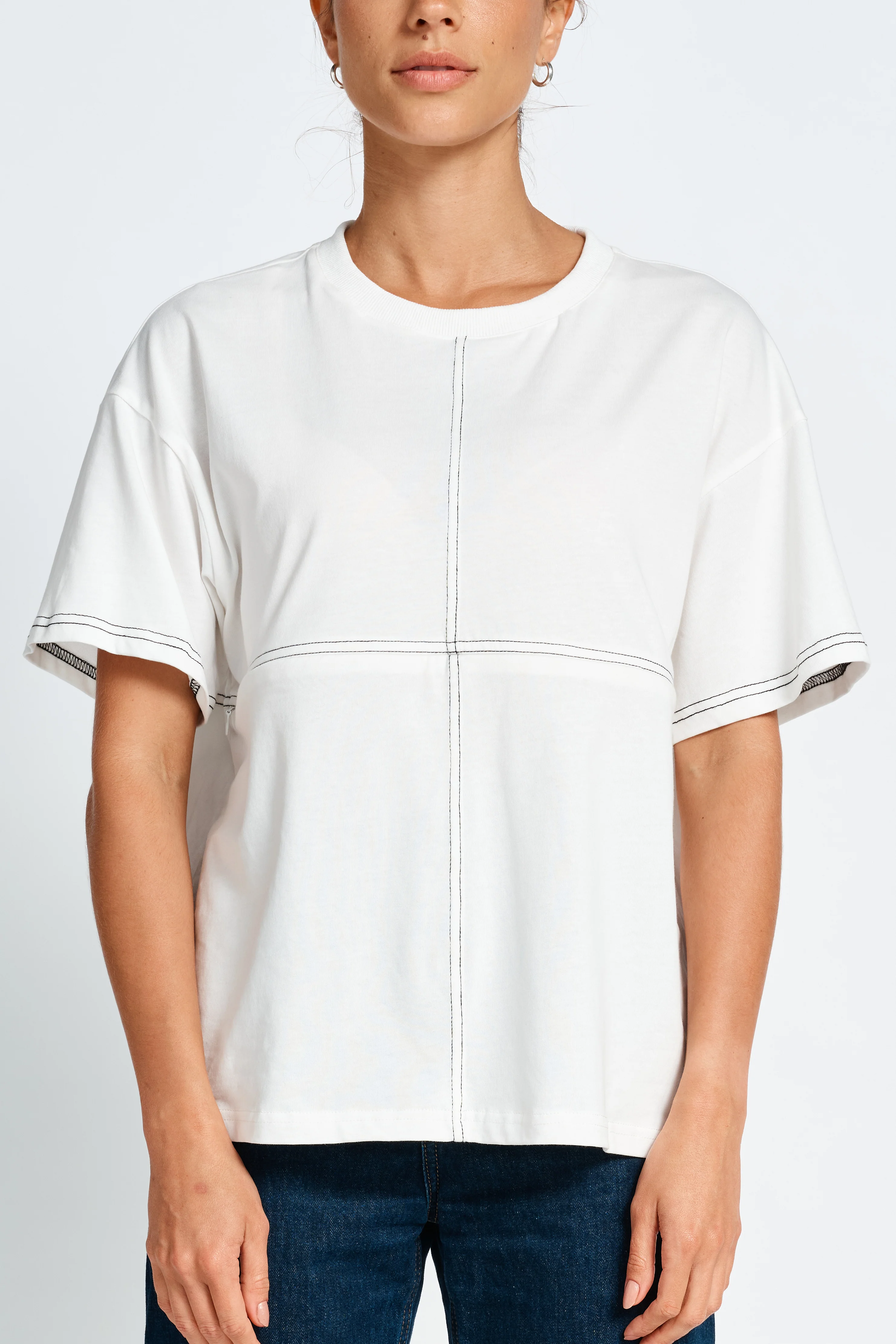 Miro Contrast Panel Tee - White / Black - Image 3