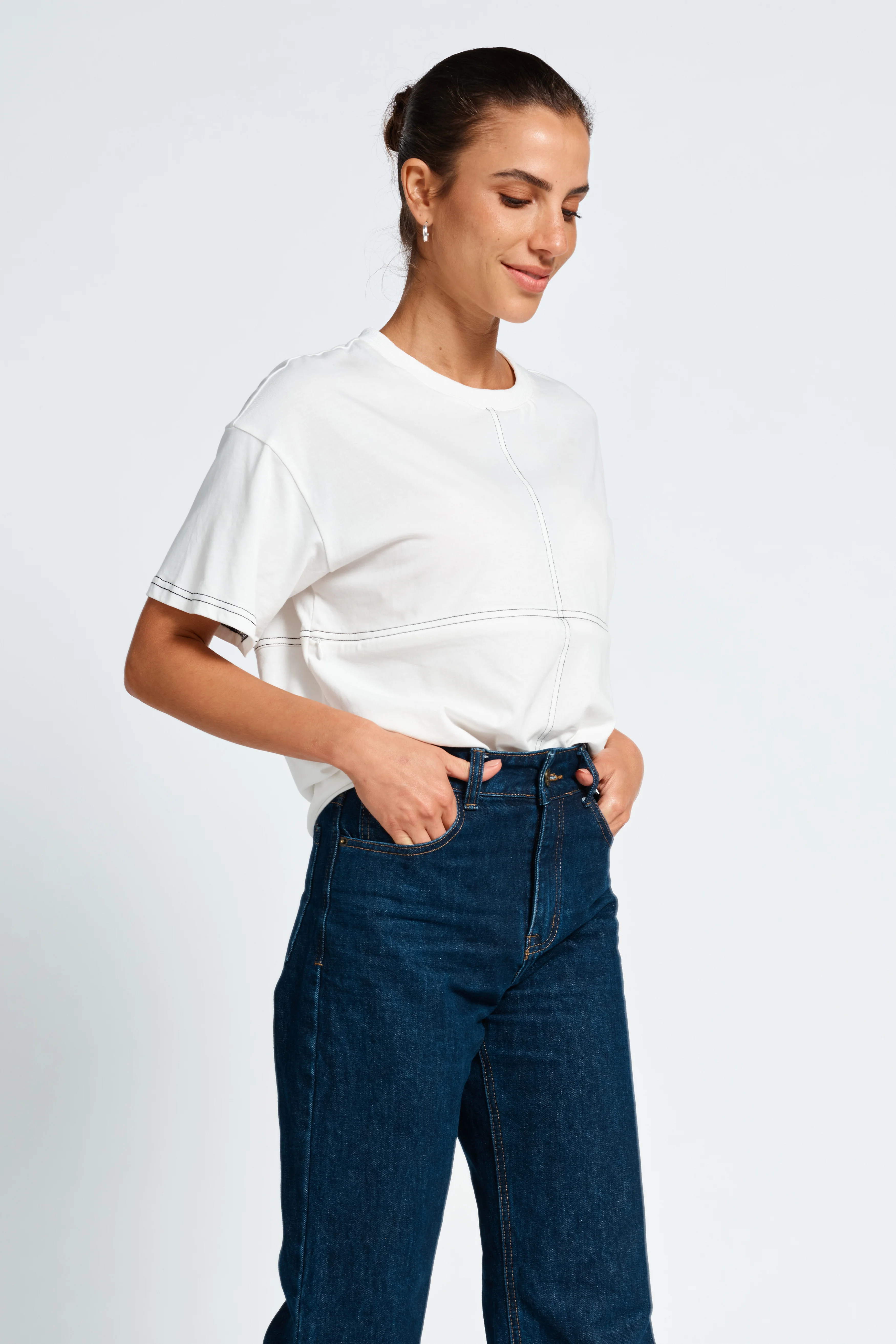 Miro Contrast Panel Tee - White / Black - Image 5
