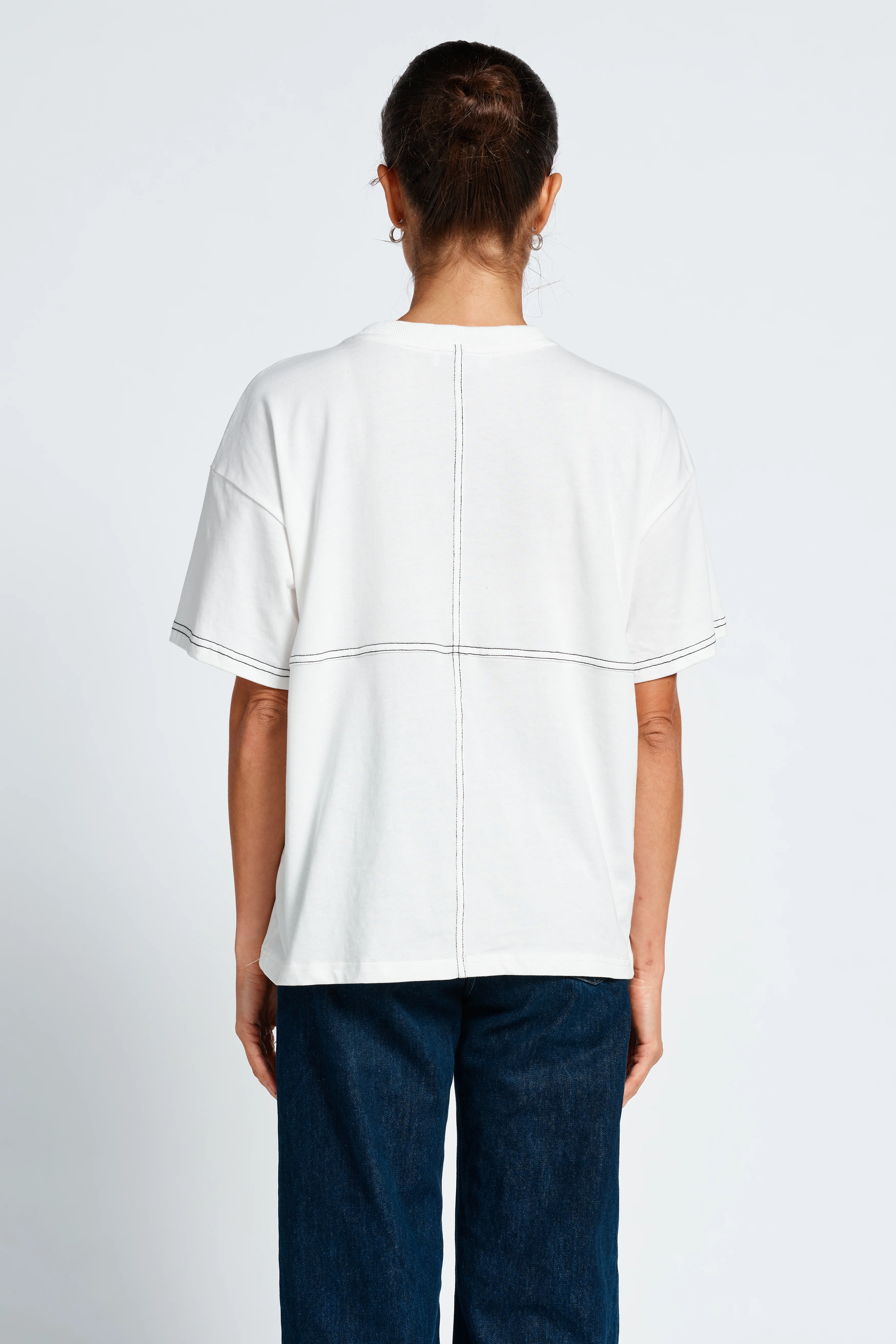 Miro Contrast Panel Tee - White / Black - Image 6
