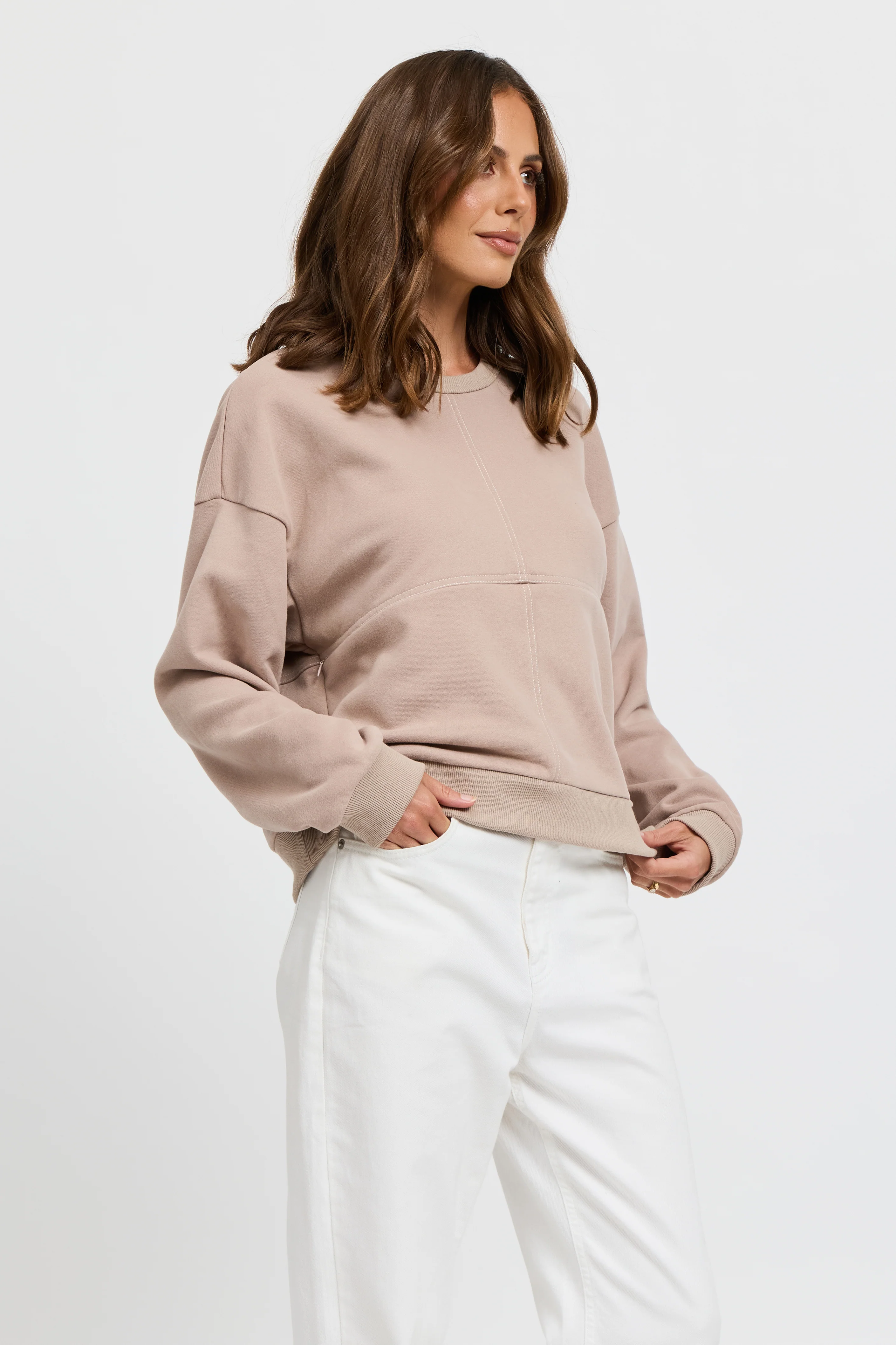 Miro Oversized Panel Jumper - Mushroom - Image 4