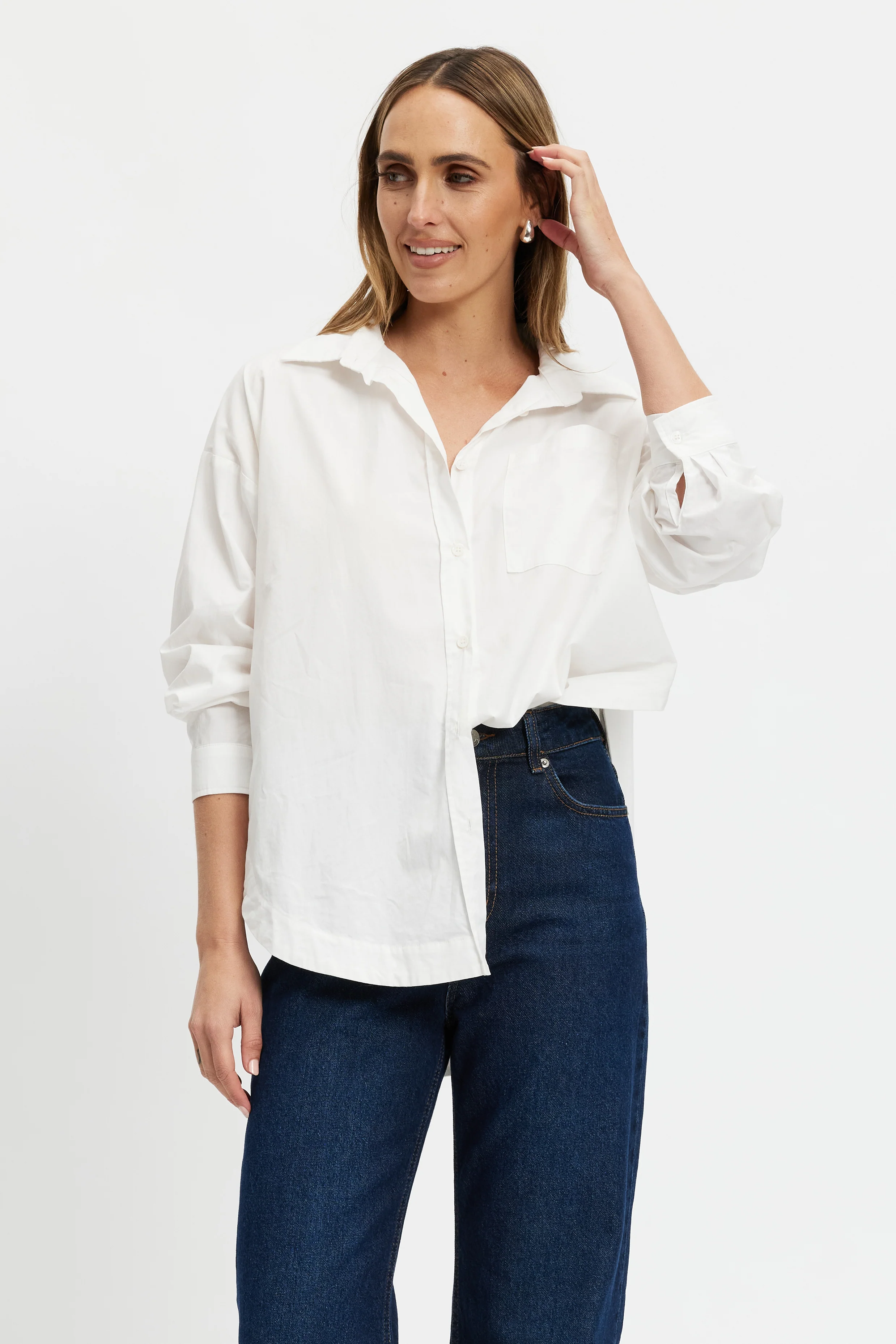 Morgan Wrap Button-Down Shirt - White - Image 11