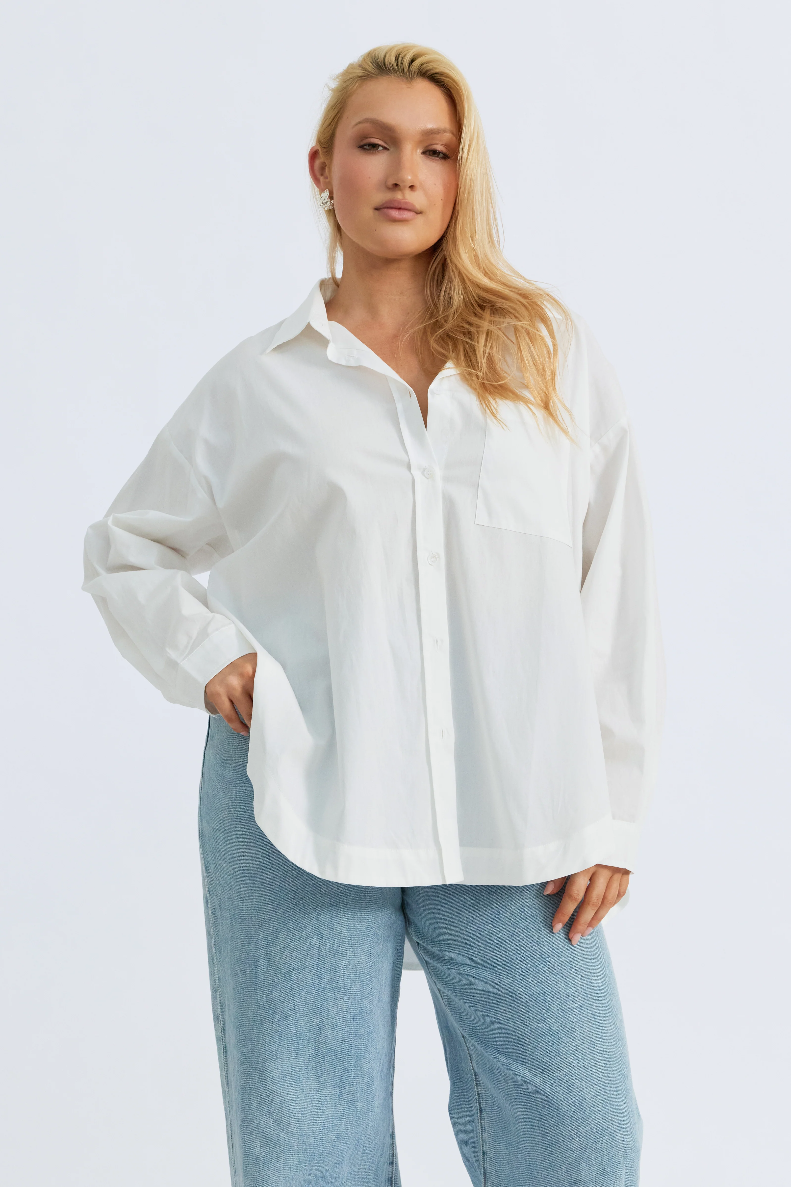 Morgan Wrap Button-Down Shirt - White - Image 12