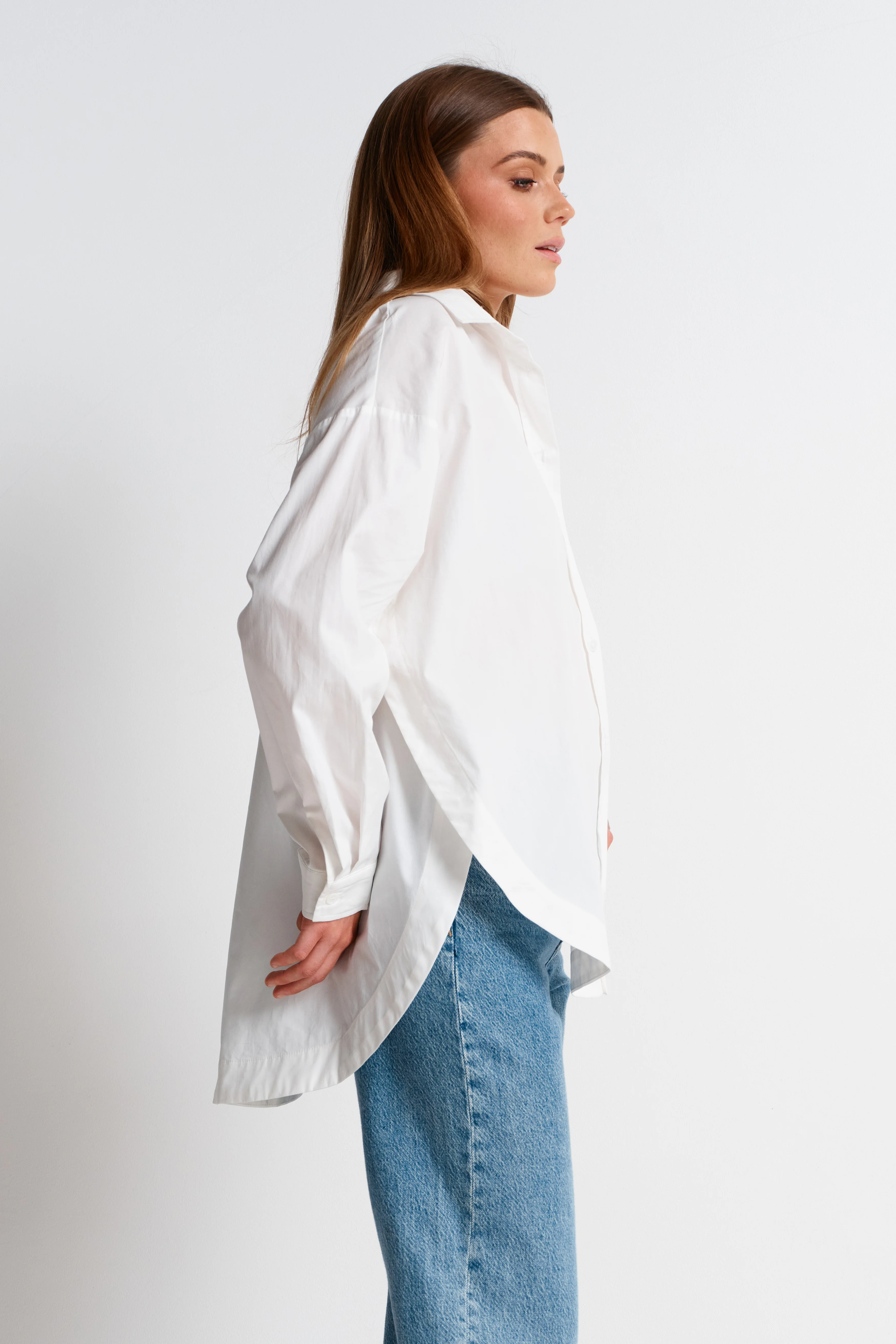 Morgan Wrap Button-Down Shirt - White - Image 3