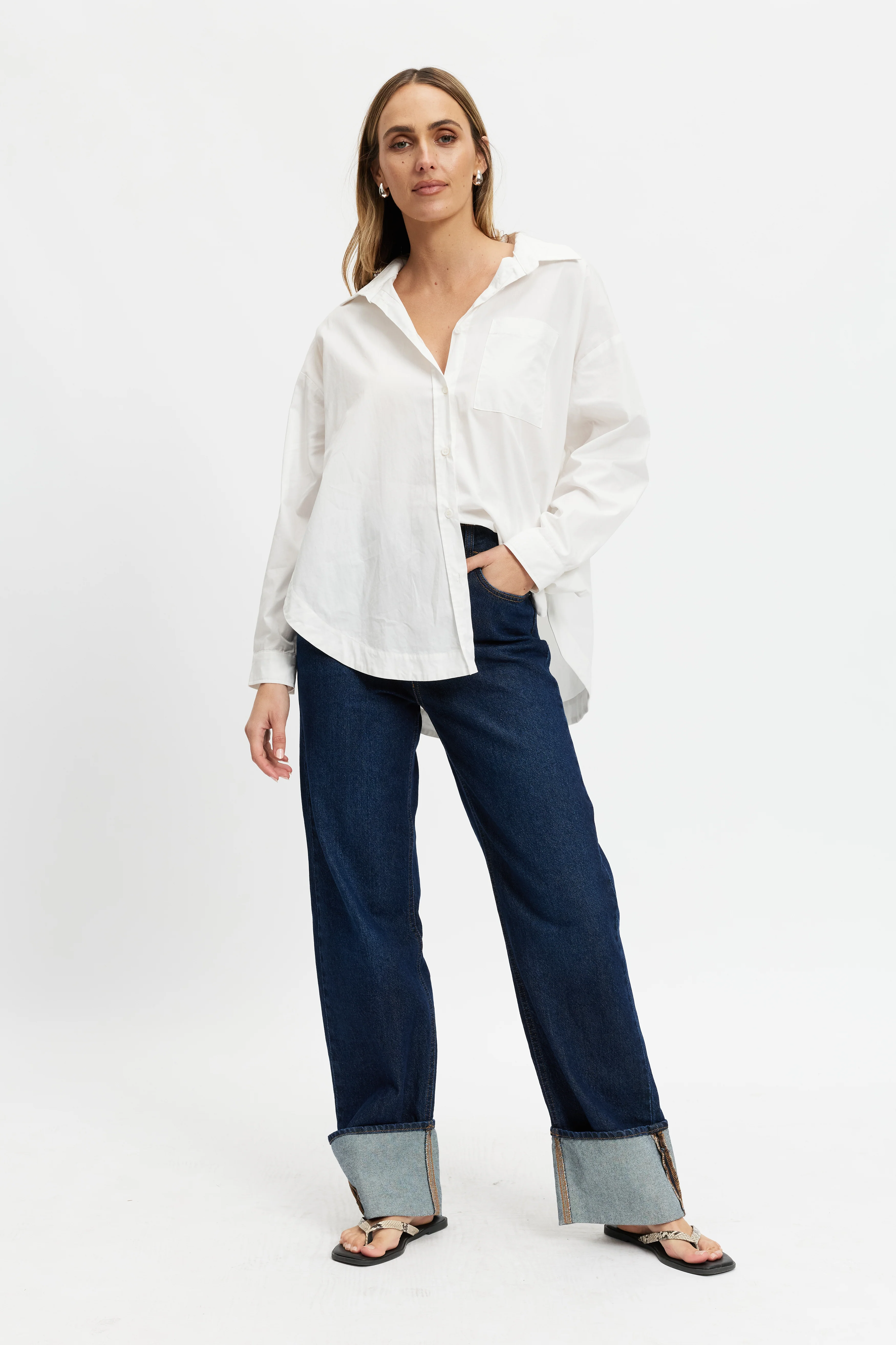 Morgan Wrap Button-Down Shirt - White - Image 6