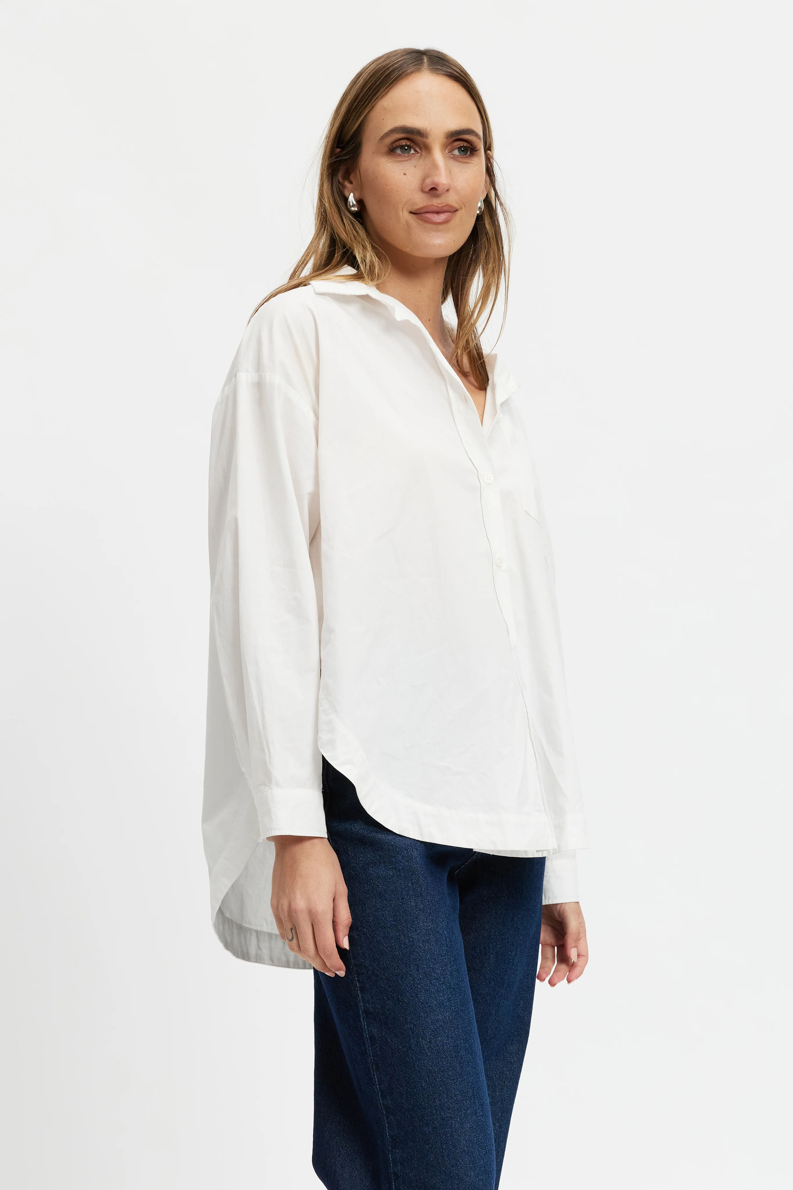 Morgan Wrap Button-Down Shirt - White - Image 7