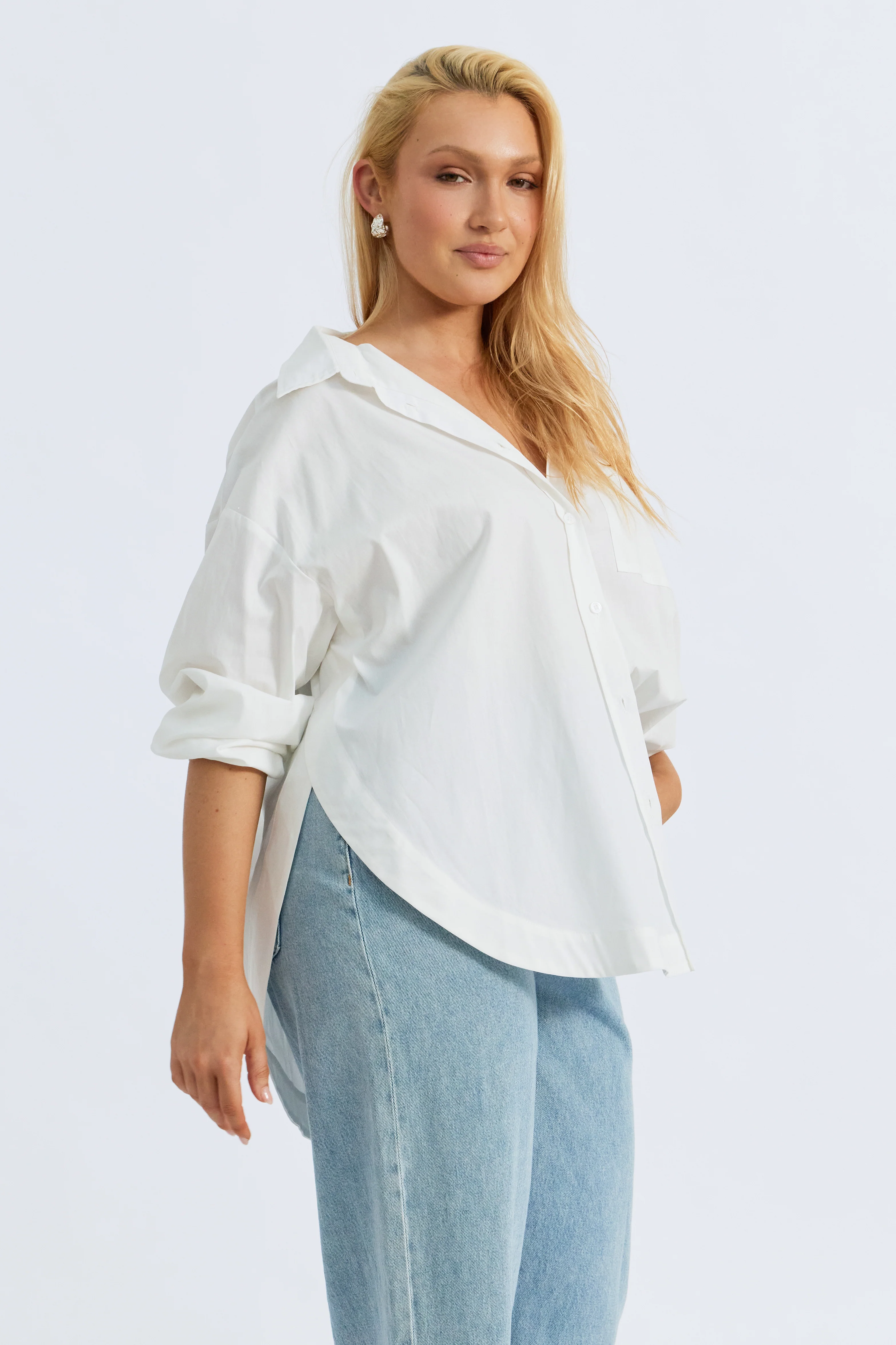 Morgan Wrap Button-Down Shirt - White - Image 8