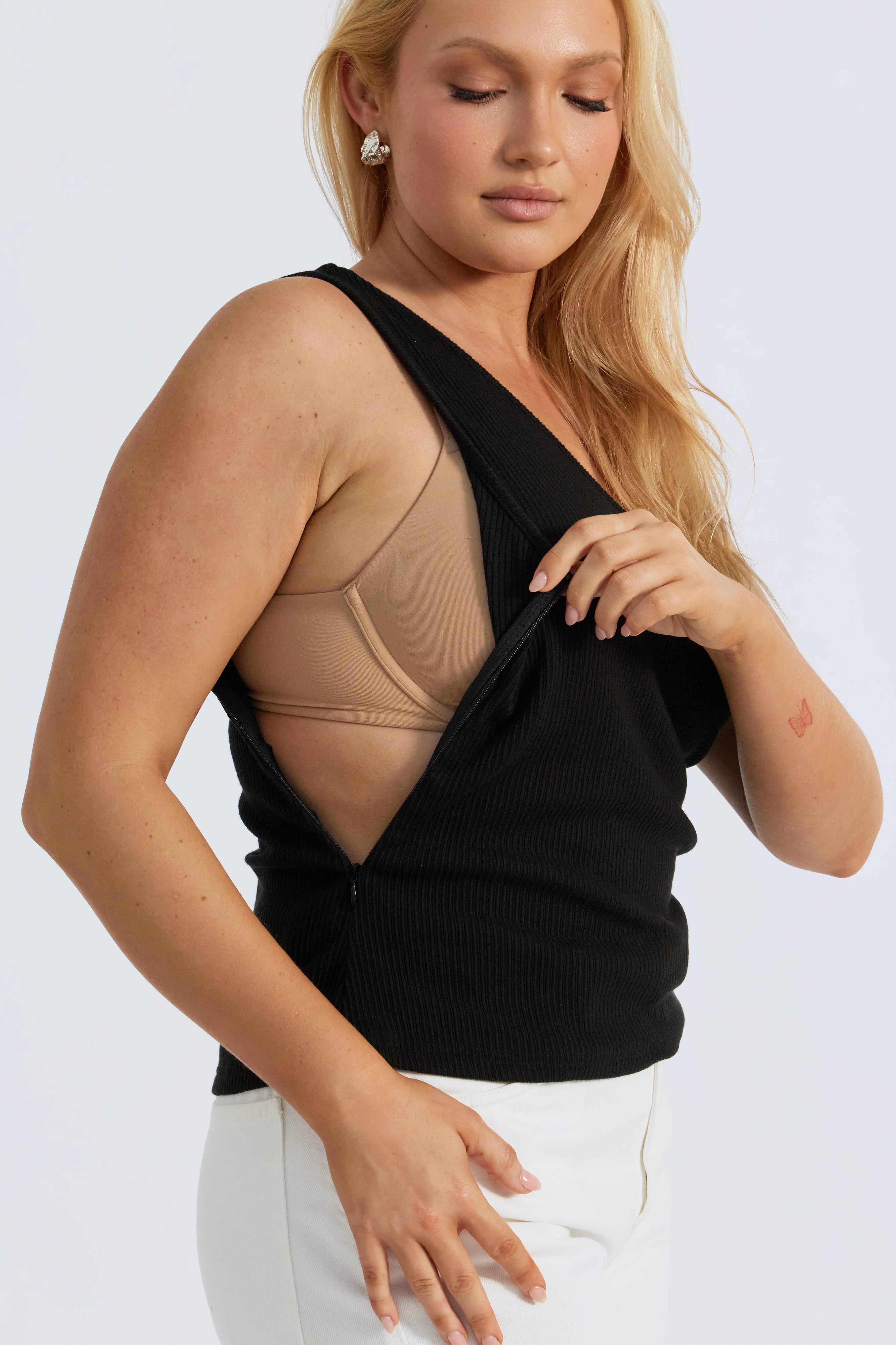Mya Reversible Ribbed Knit Tank - Black - Image 5