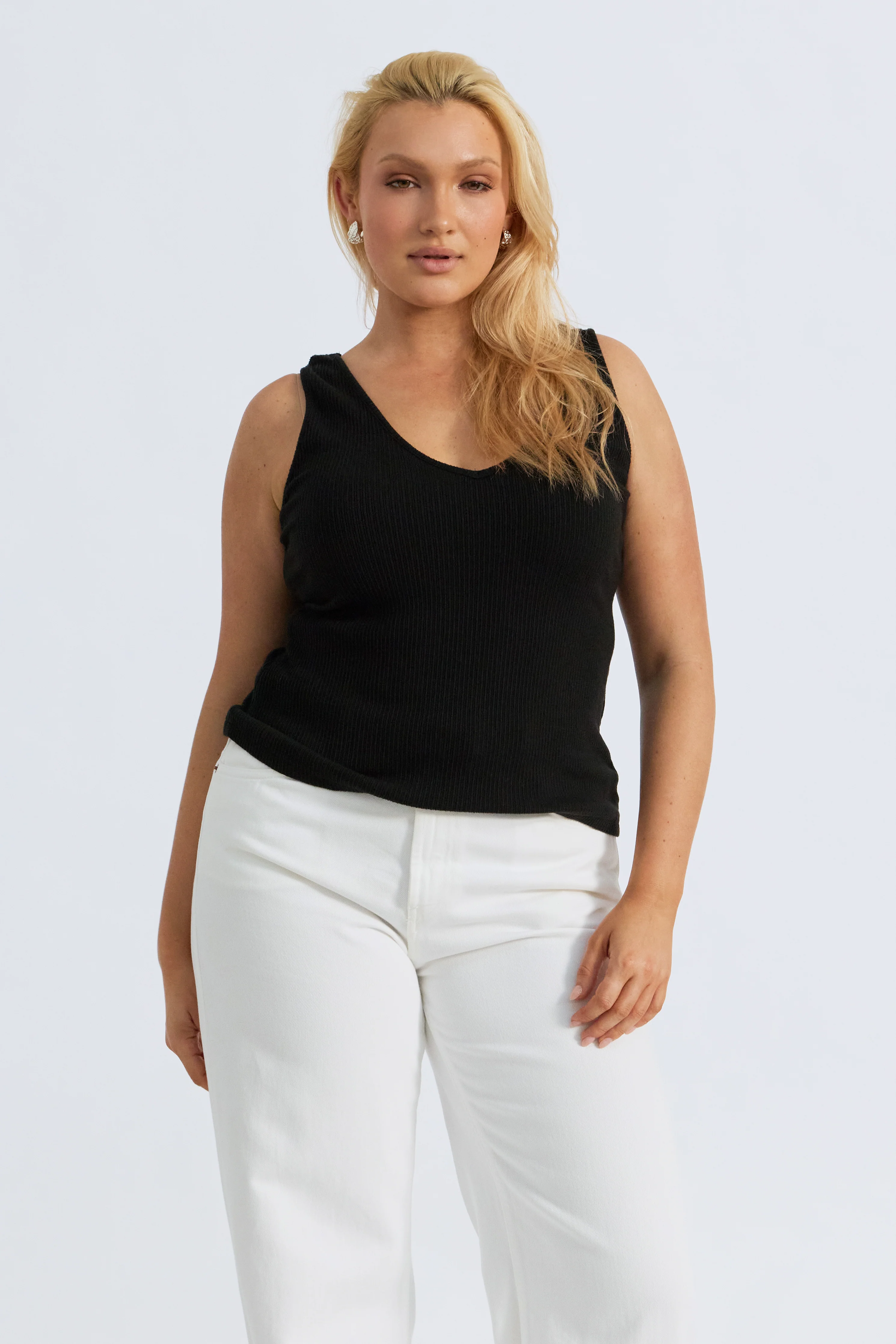 Mya Reversible Ribbed Knit Tank - Black - Image 7