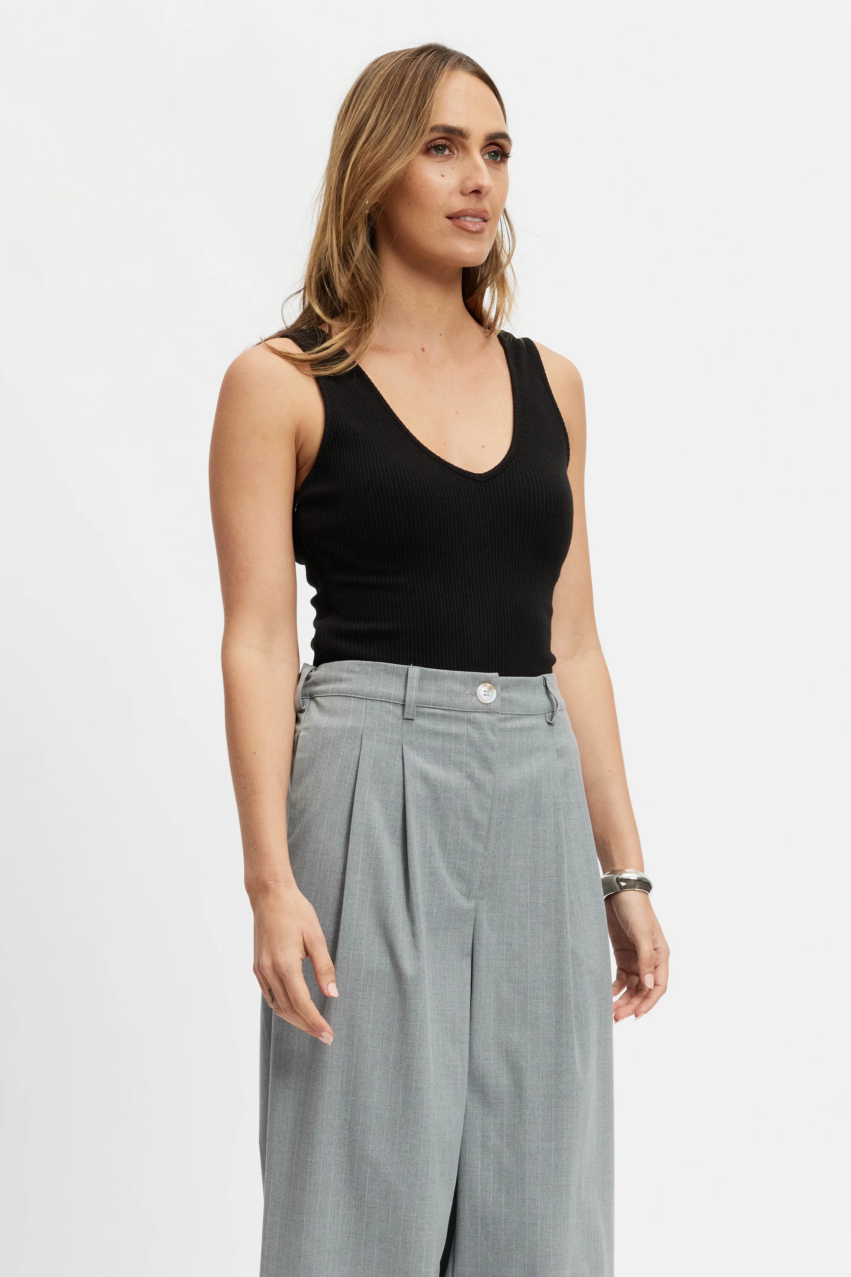 Mya Reversible Ribbed Knit Tank - Black - Image 8