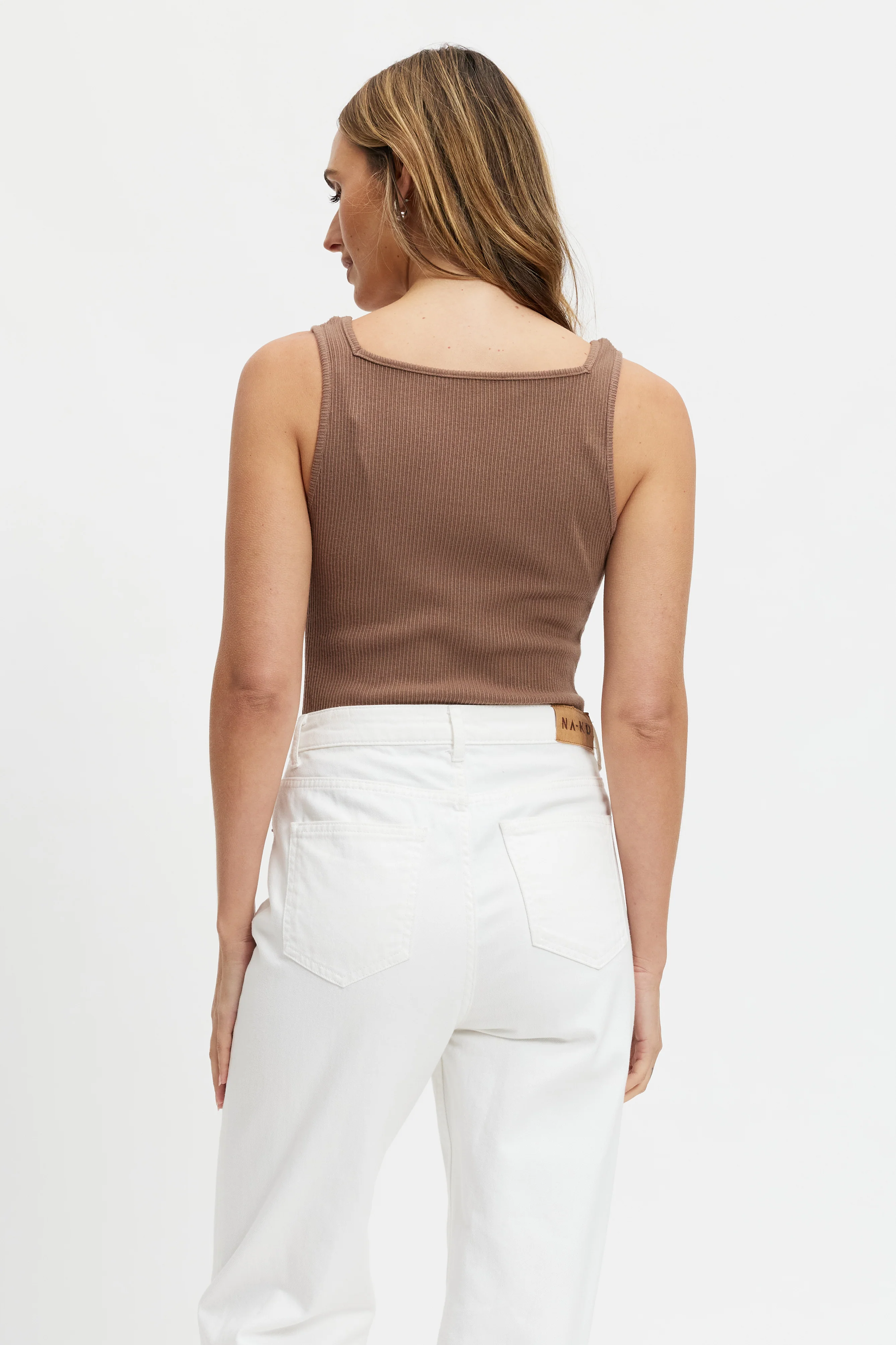Mya Reversible Ribbed Knit Tank - Mocha - Image 5