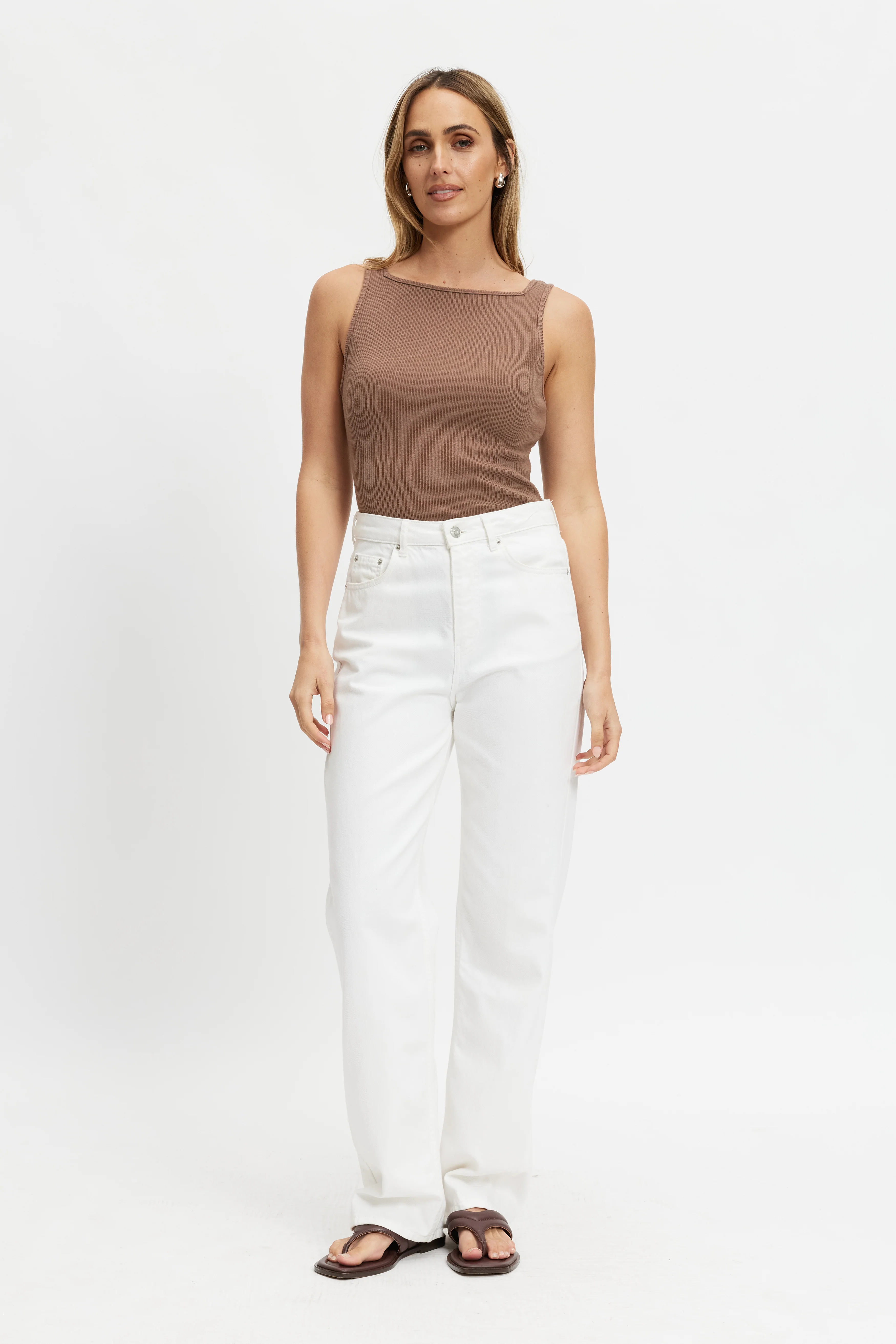 Mya Reversible Ribbed Knit Tank - Mocha - Image 7