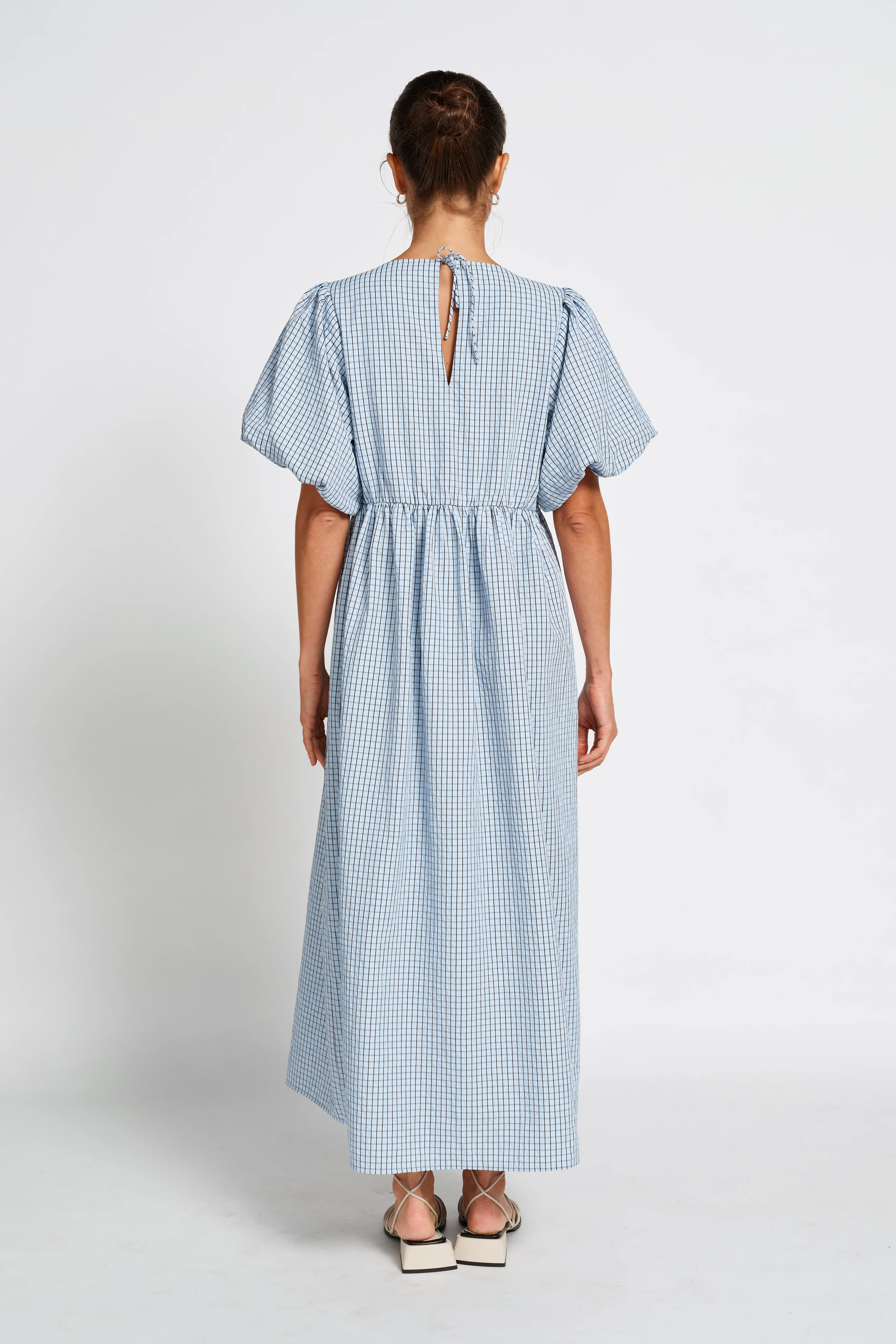 Nara Babydoll Midi Dress - Blue / Black - Image 8