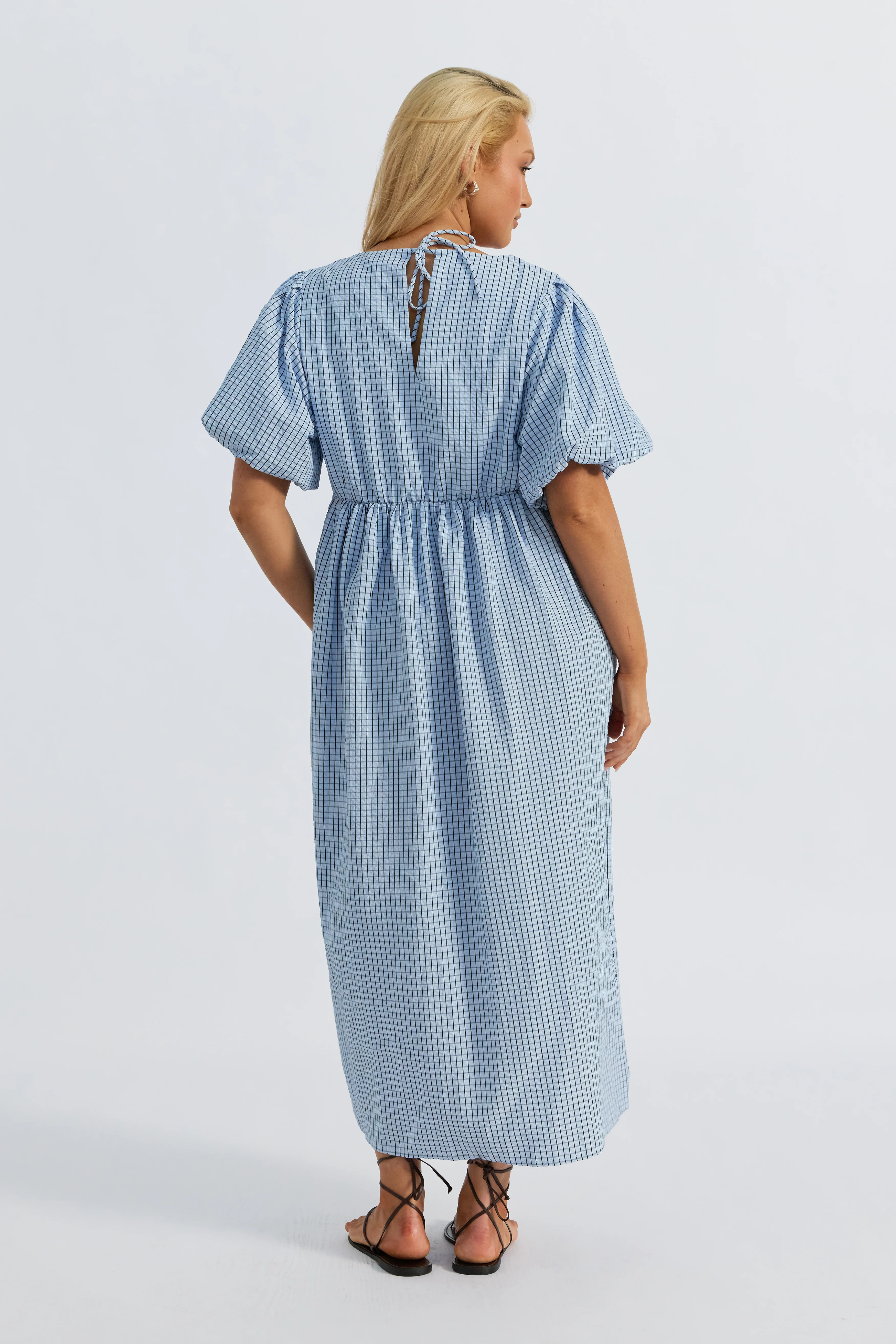 Nara Babydoll Midi Dress - Blue / Black - Image 9
