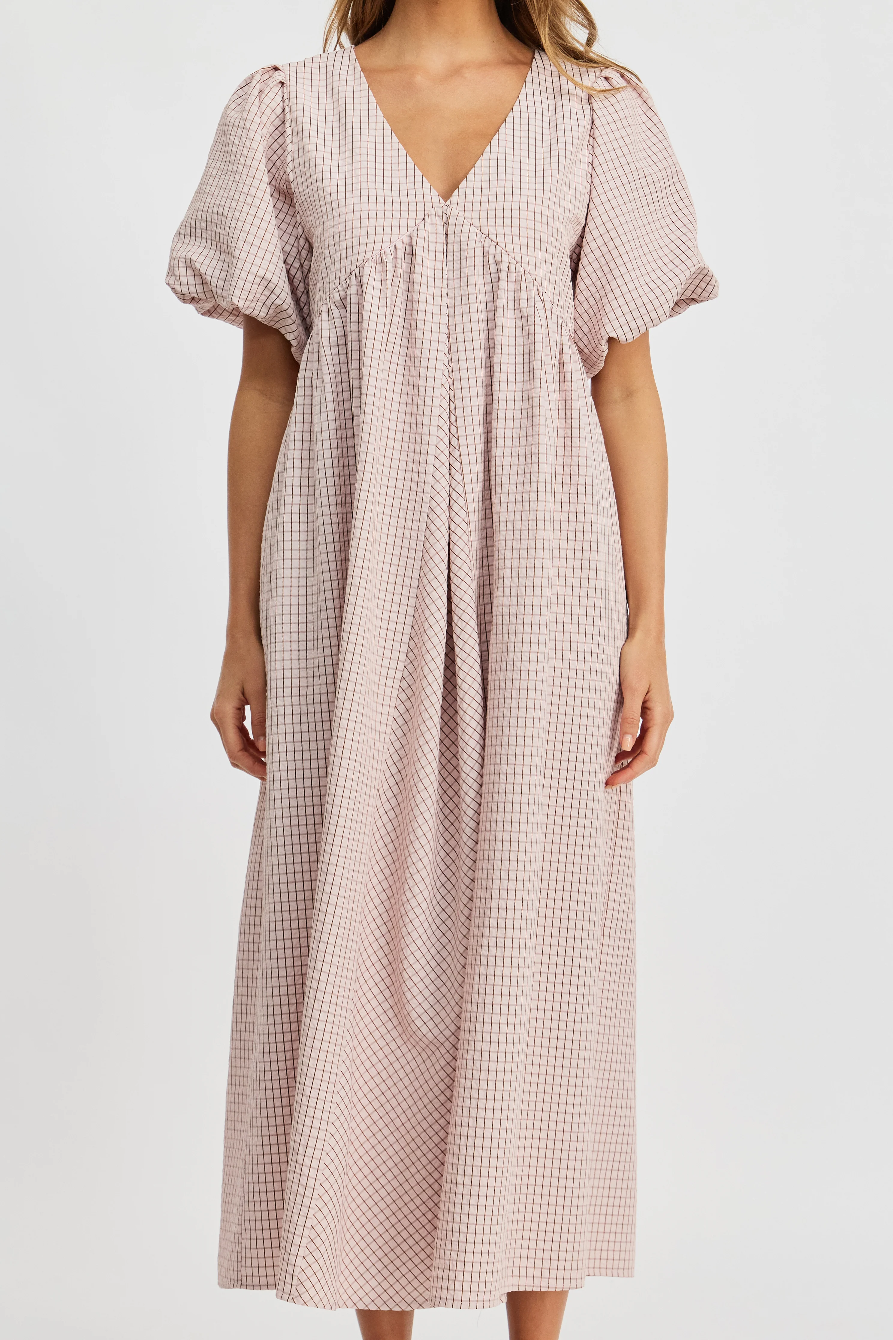 Nara Babydoll Midi Dress - Powder Pink - Image 4