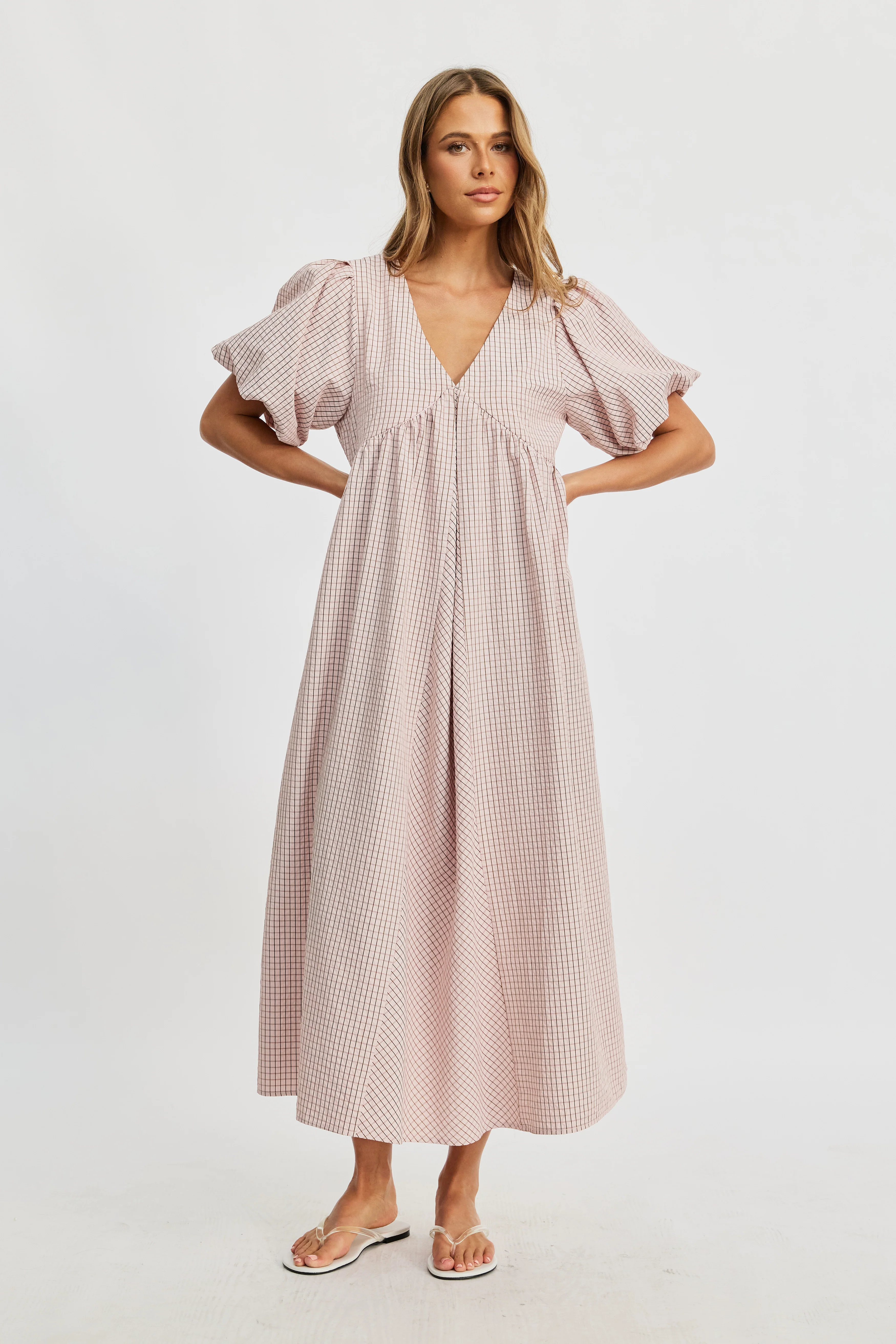 Nara Babydoll Midi Dress - Powder Pink - Image 5