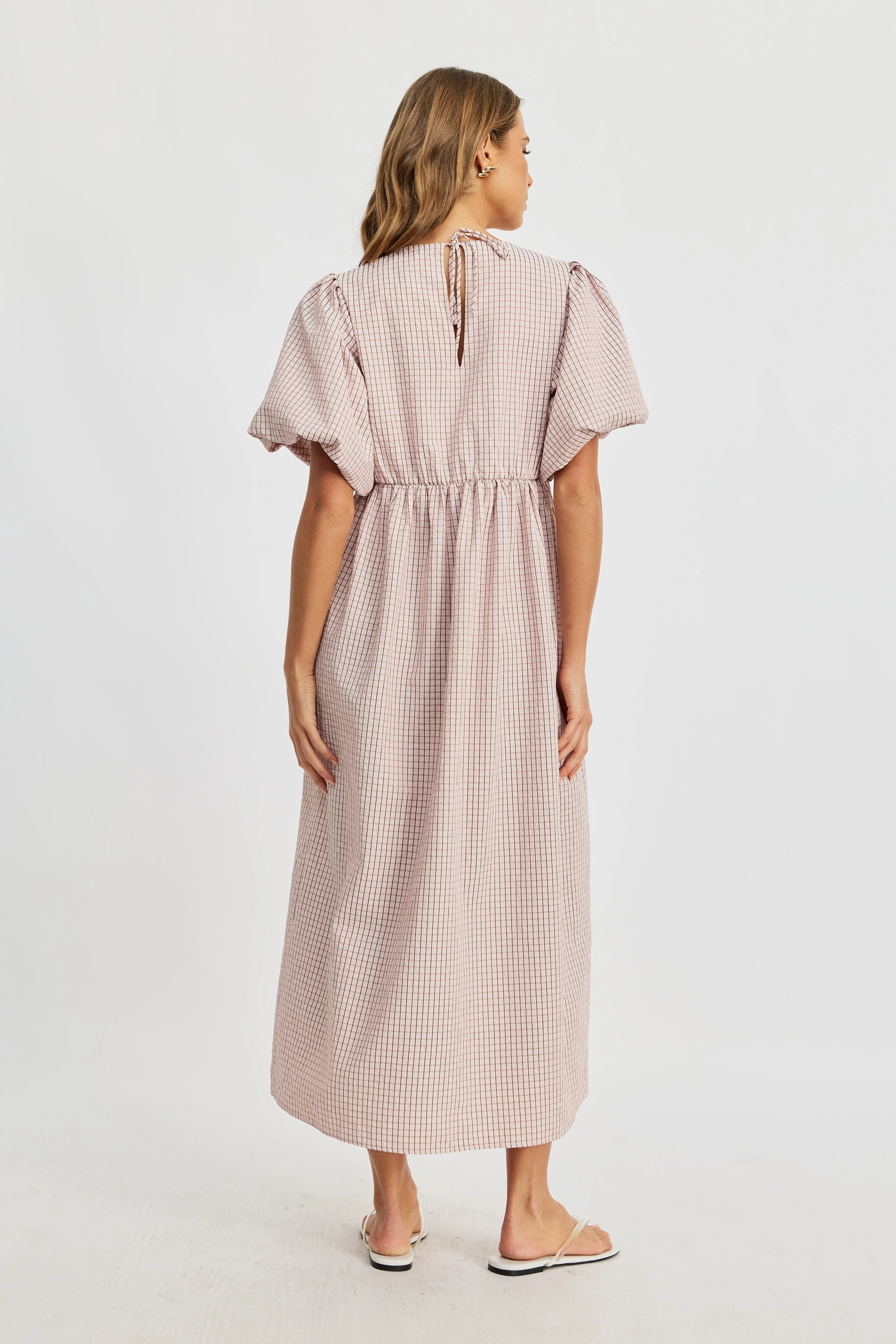 Nara Babydoll Midi Dress - Powder Pink - Image 7