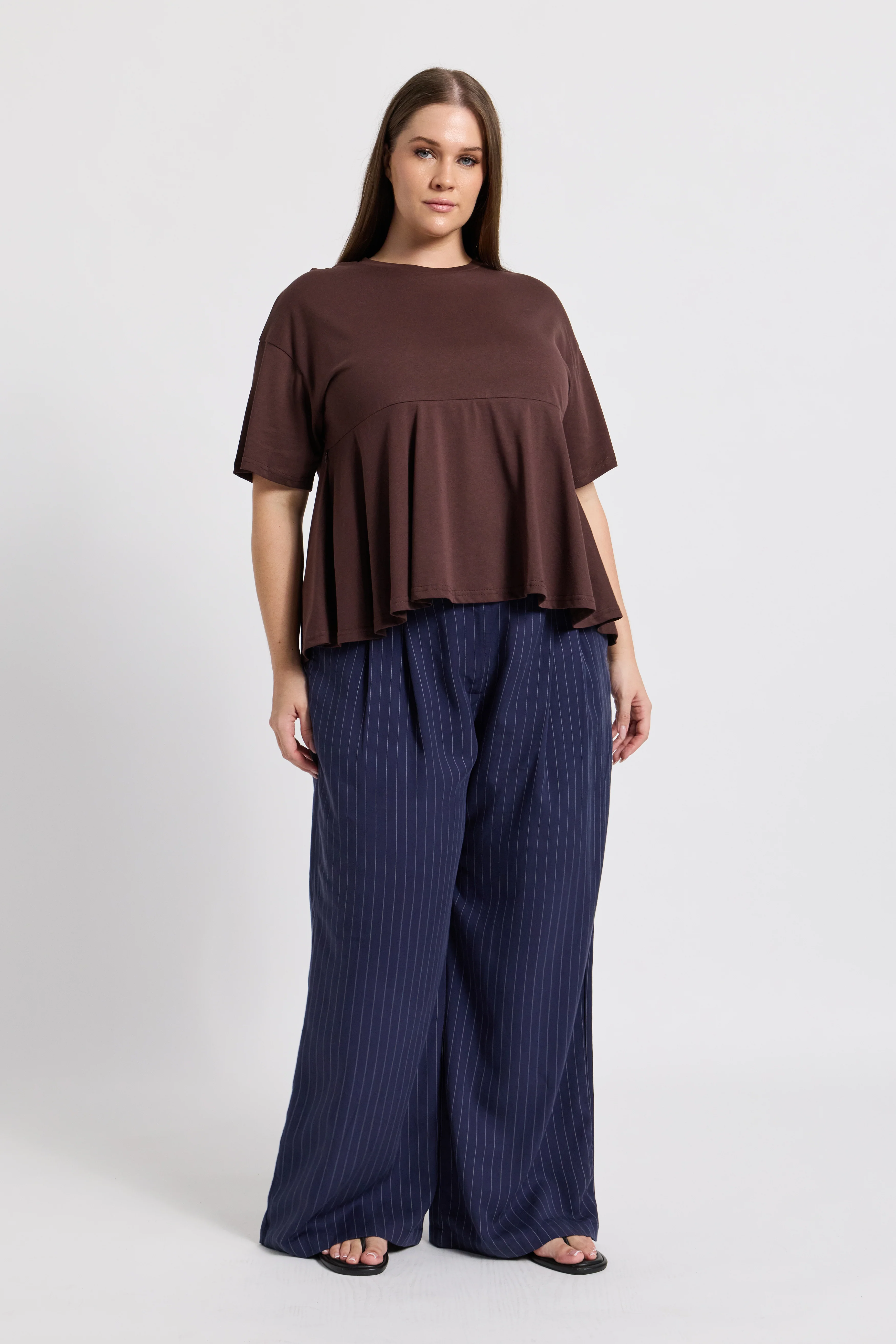Noelle Frill Panel Tee - Chocolate - Image 3