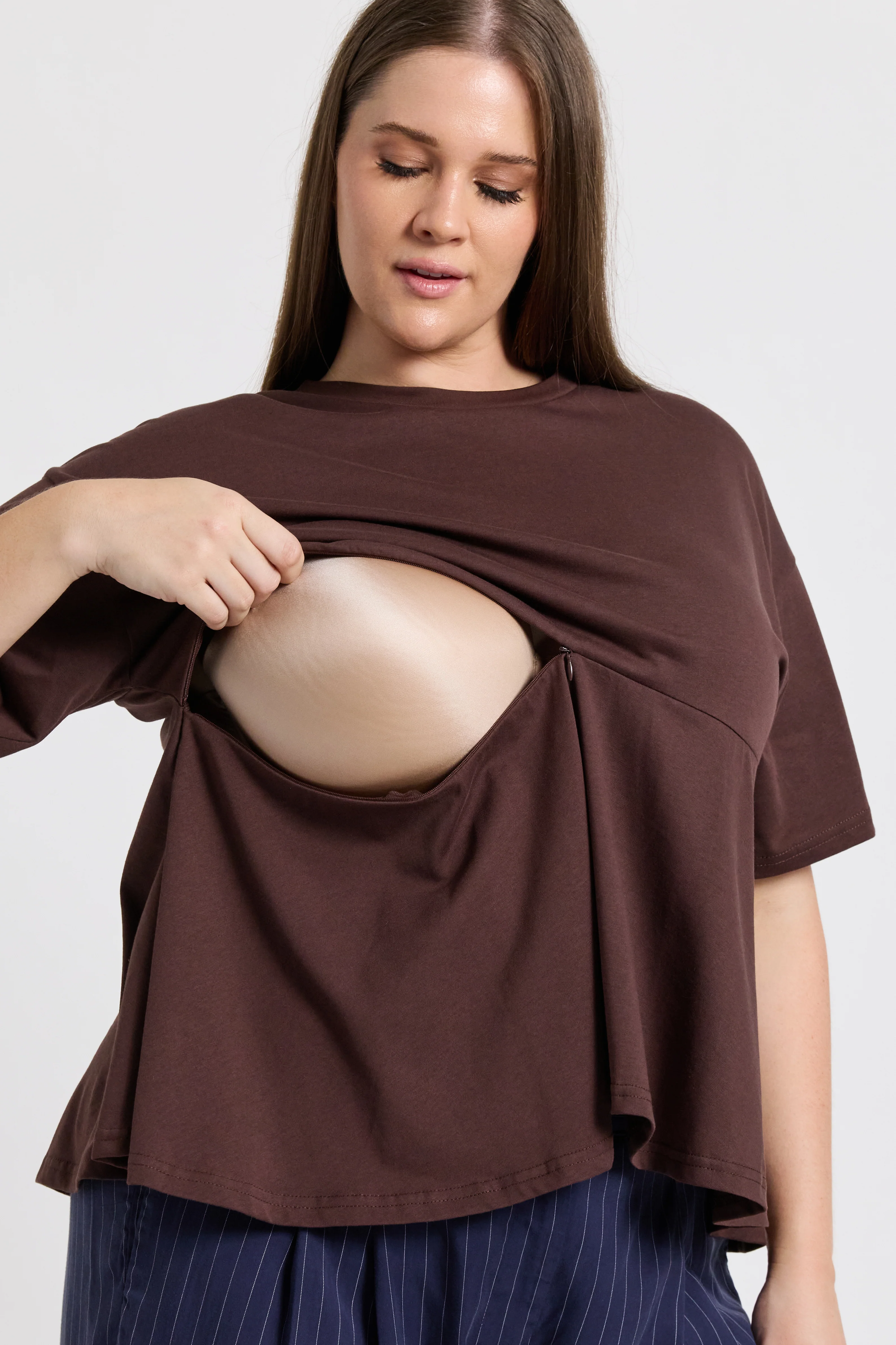 Noelle Frill Panel Tee - Chocolate - Image 4