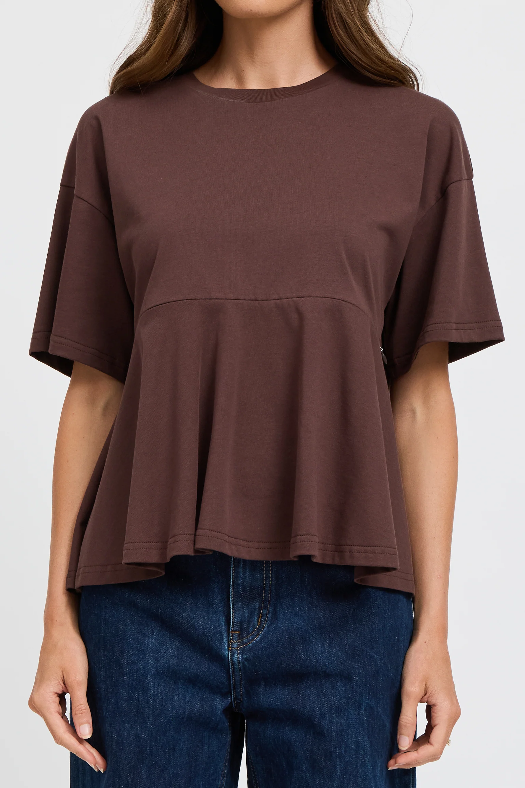 Noelle Frill Panel Tee - Chocolate - Image 5