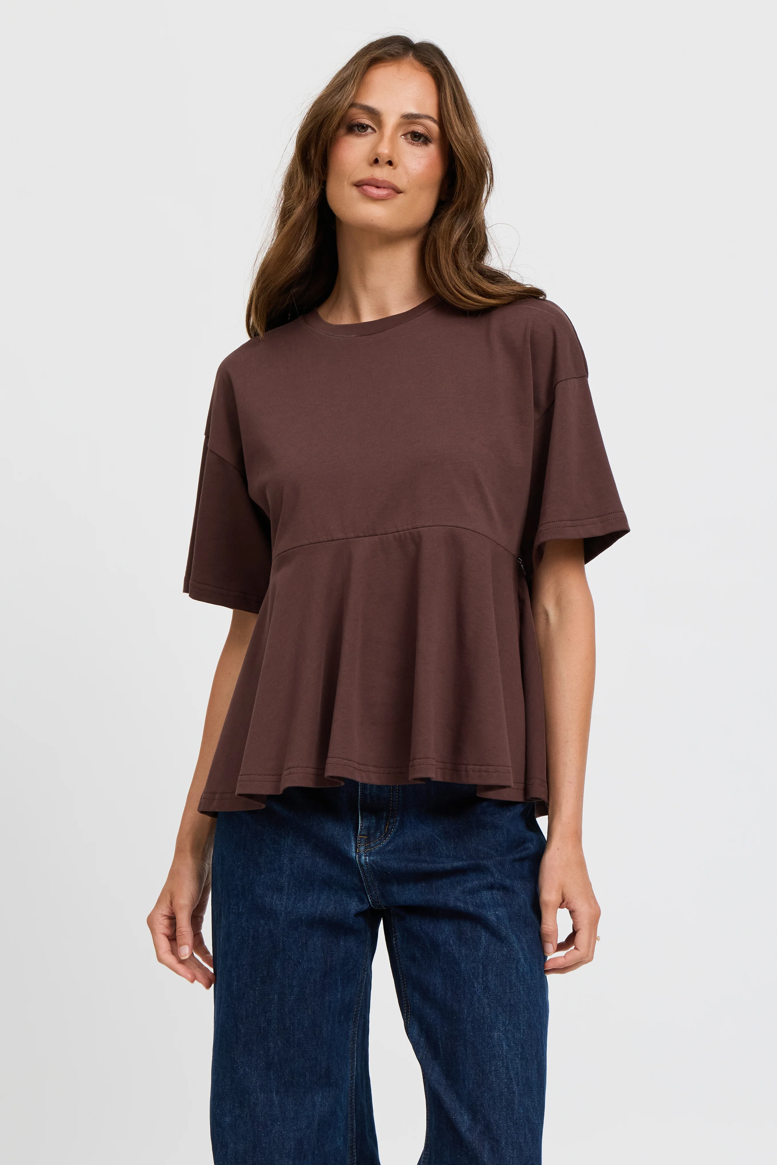 Noelle Frill Panel Tee - Chocolate - Image 6