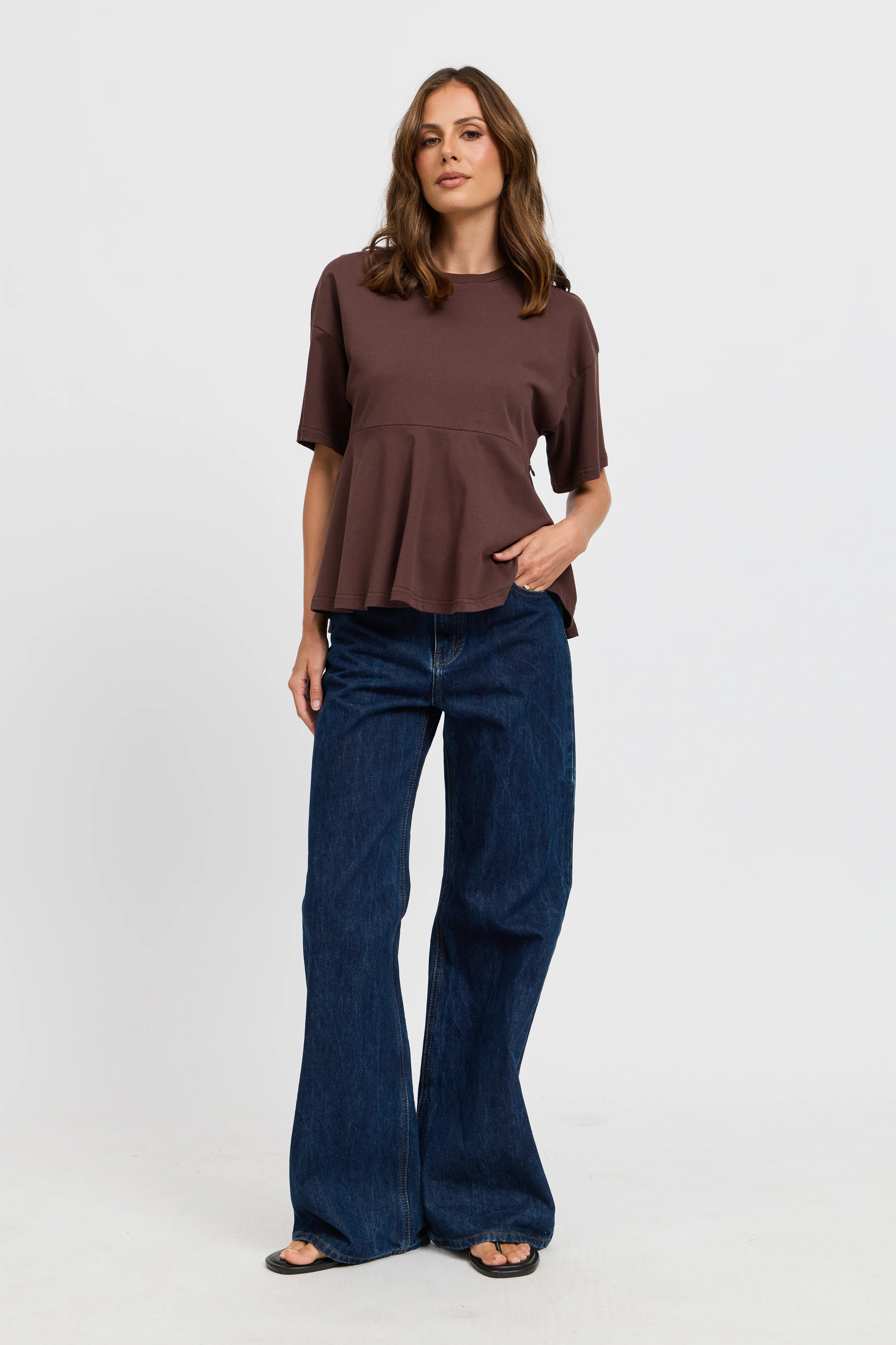Noelle Frill Panel Tee - Chocolate - Image 7