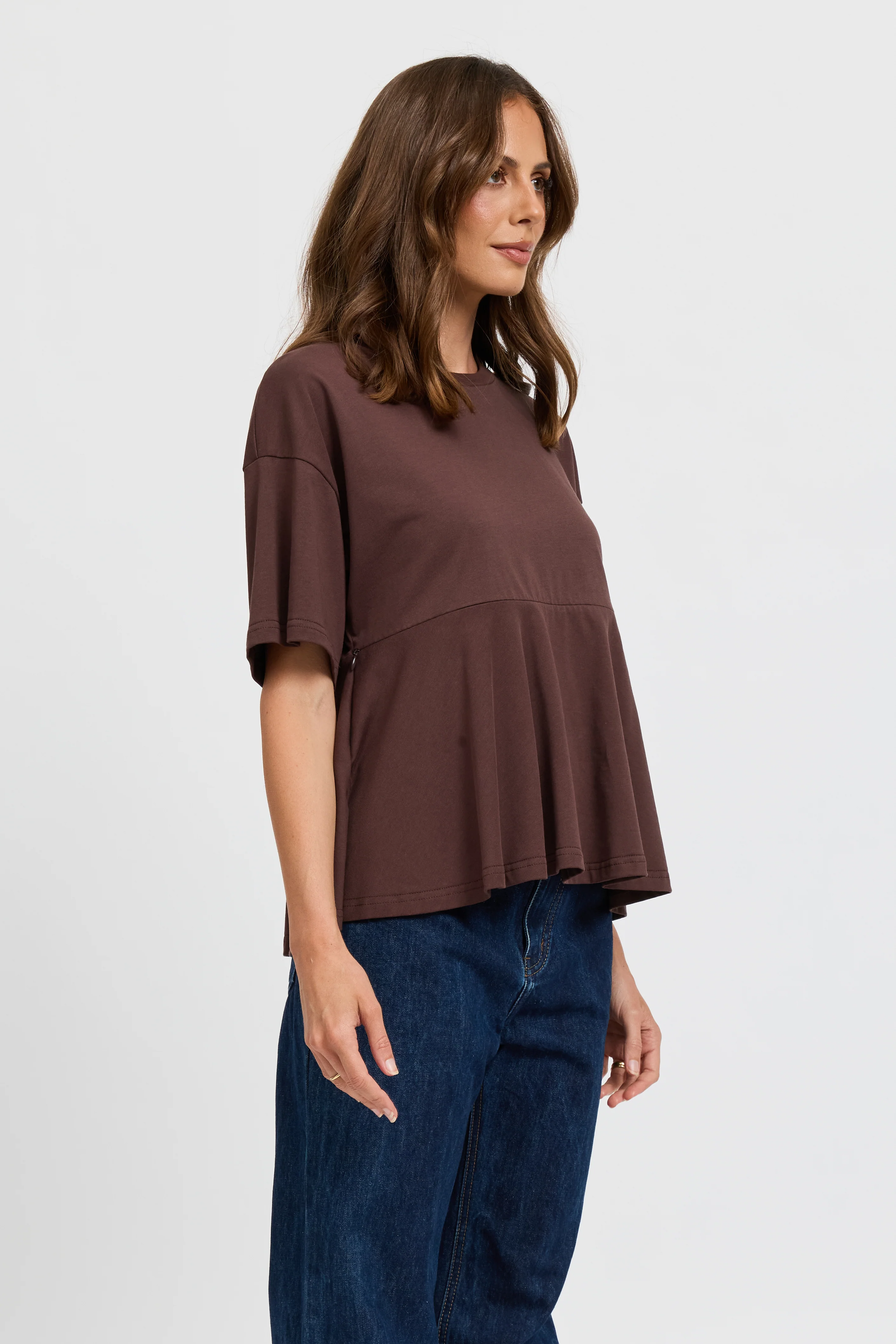 Noelle Frill Panel Tee - Chocolate - Image 8
