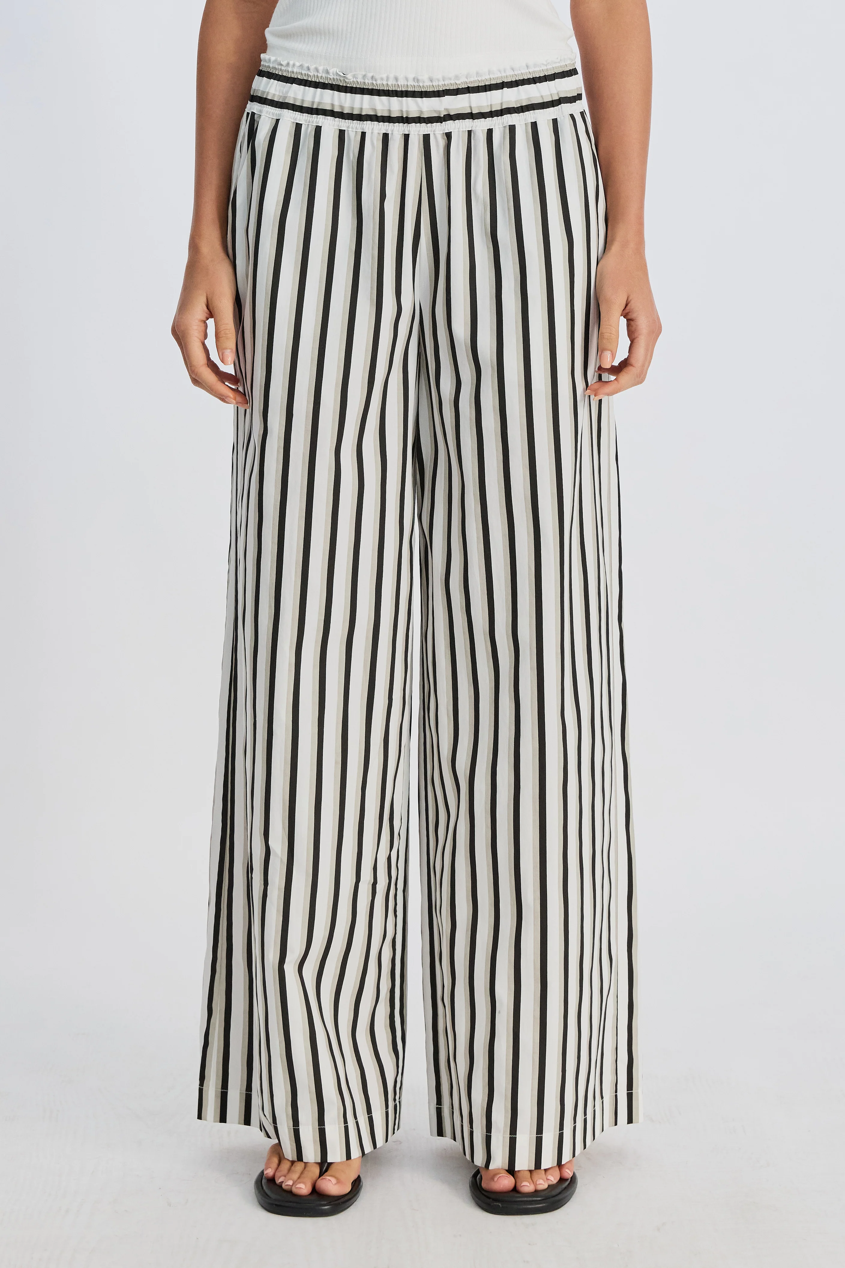 Piper Poplin Stripe Pant - White / Beige / Black - Image 3