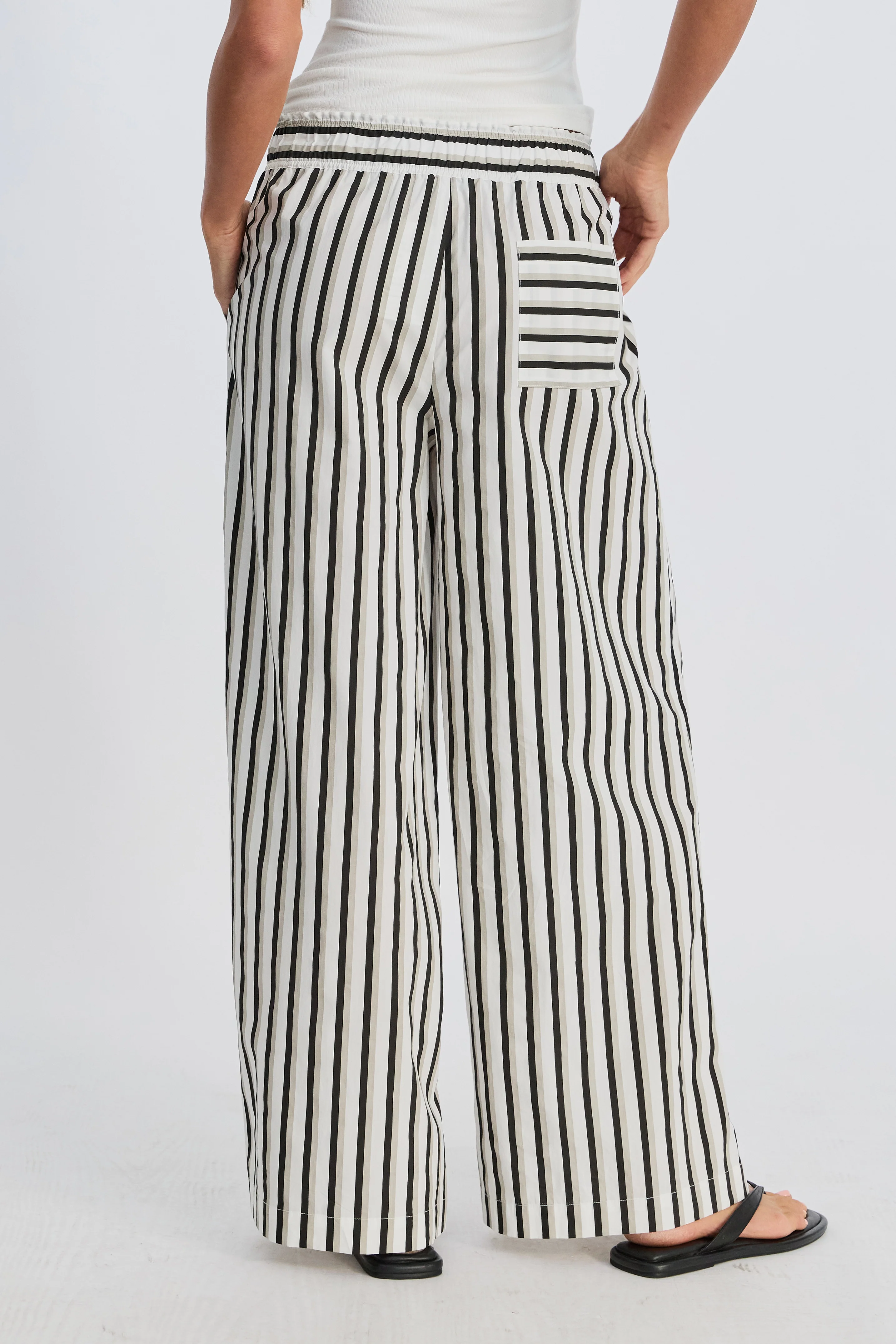 Piper Poplin Stripe Pant - White / Beige / Black - Image 8