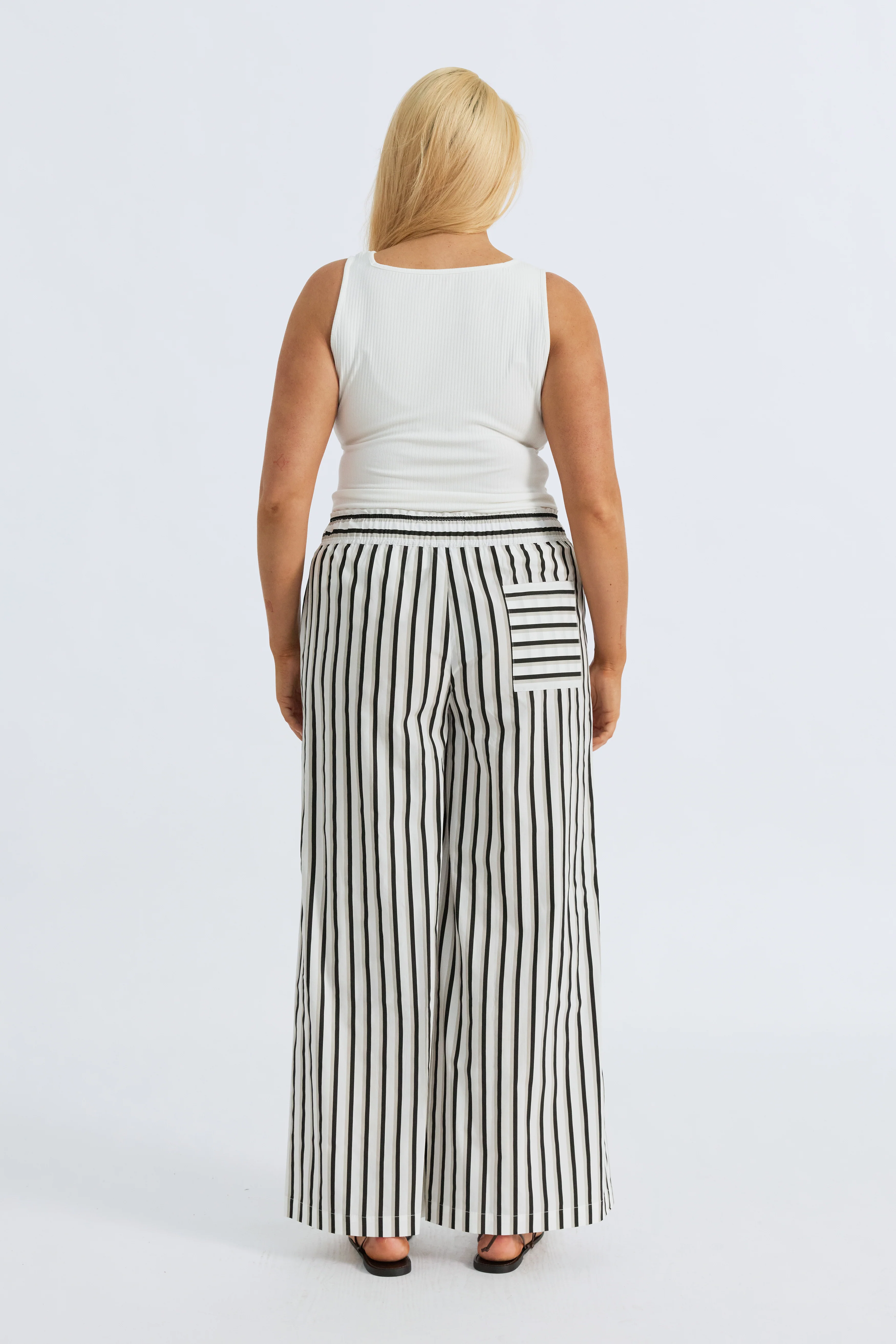 Piper Poplin Stripe Pant - White / Beige / Black - Image 9