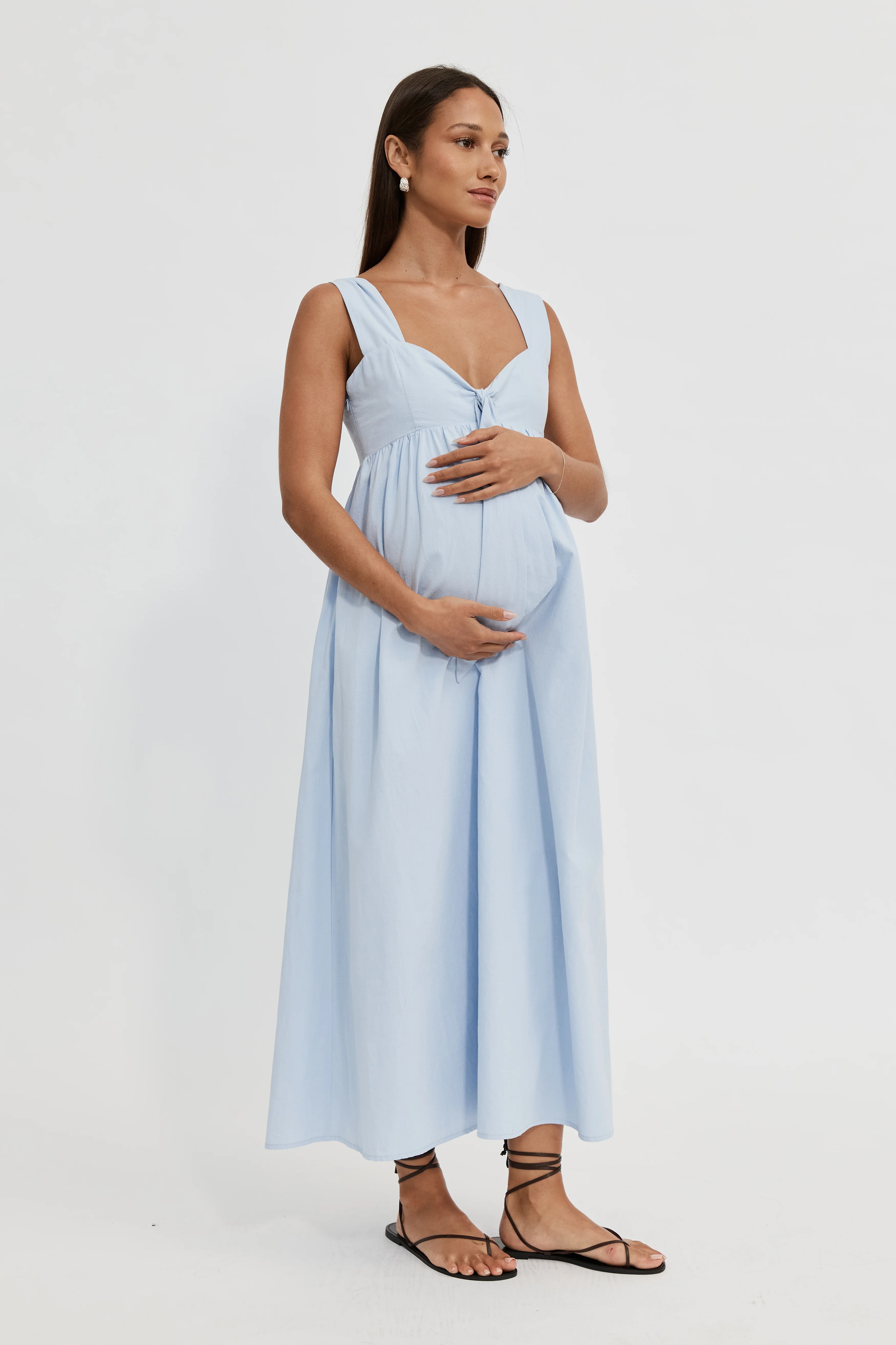 Portia Tie-Front Babydoll Dress - Baby Blue - Image 3