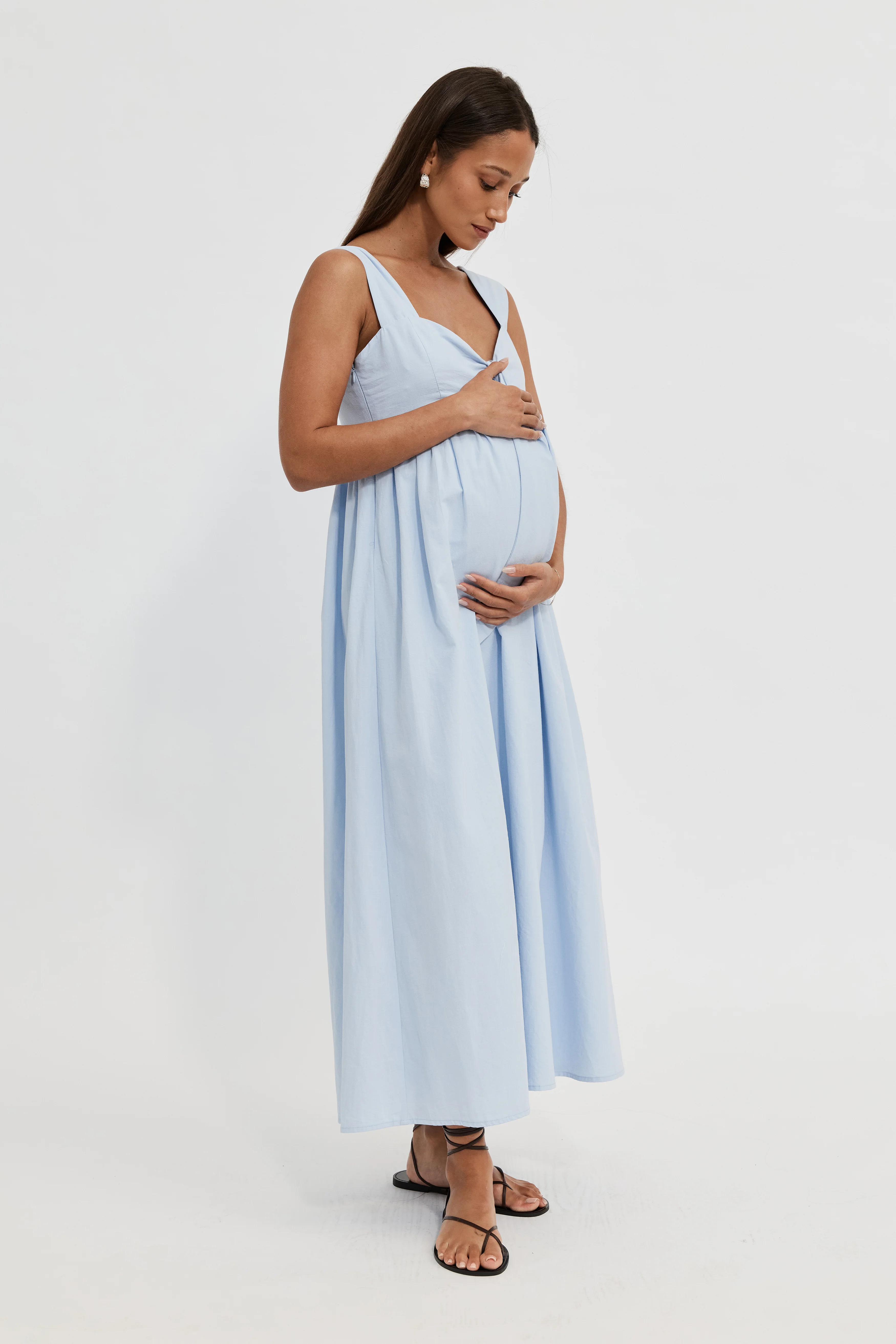 Portia Tie-Front Babydoll Dress - Baby Blue - Image 5