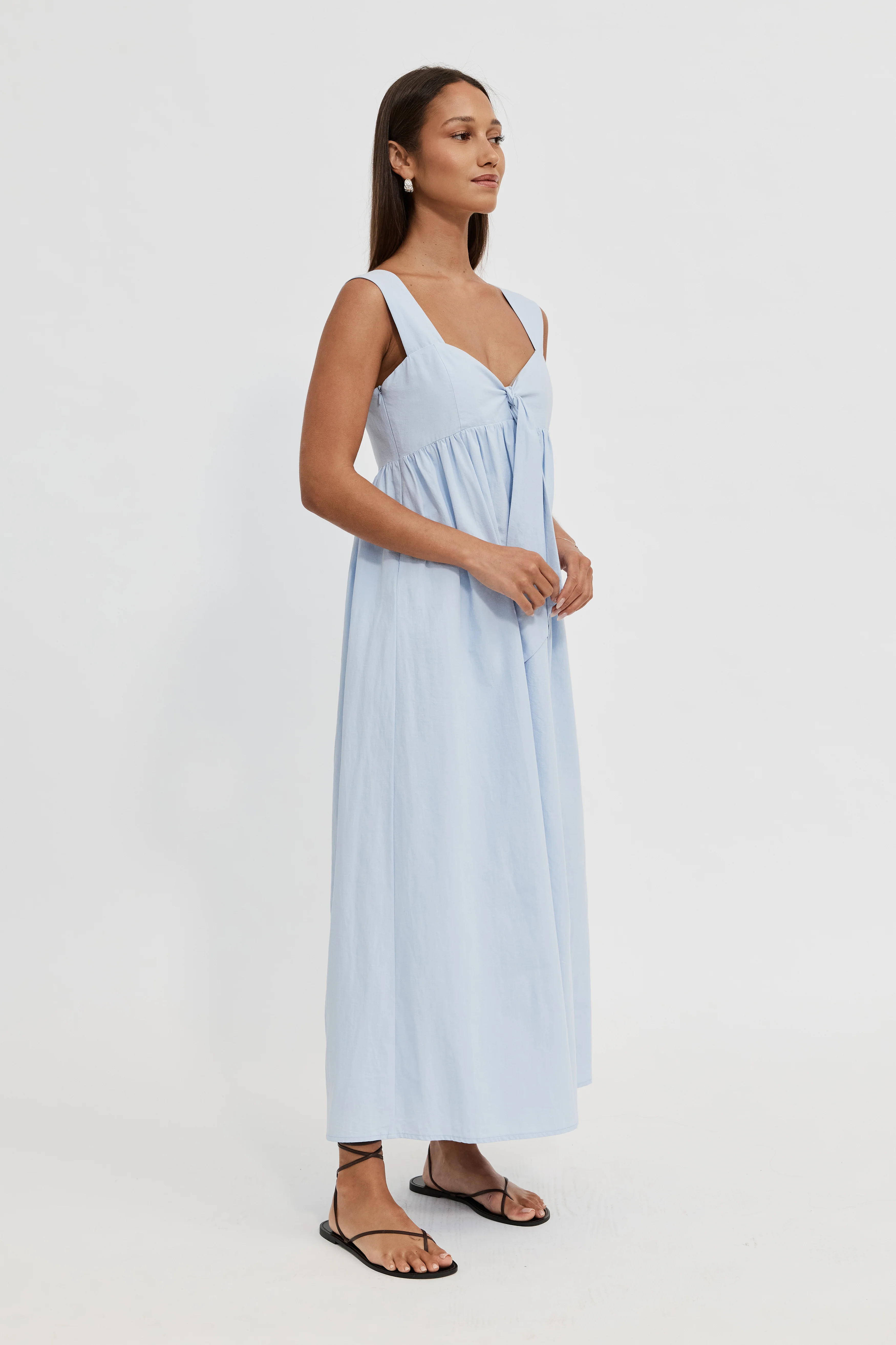 Portia Tie-Front Babydoll Dress - Baby Blue - Image 6
