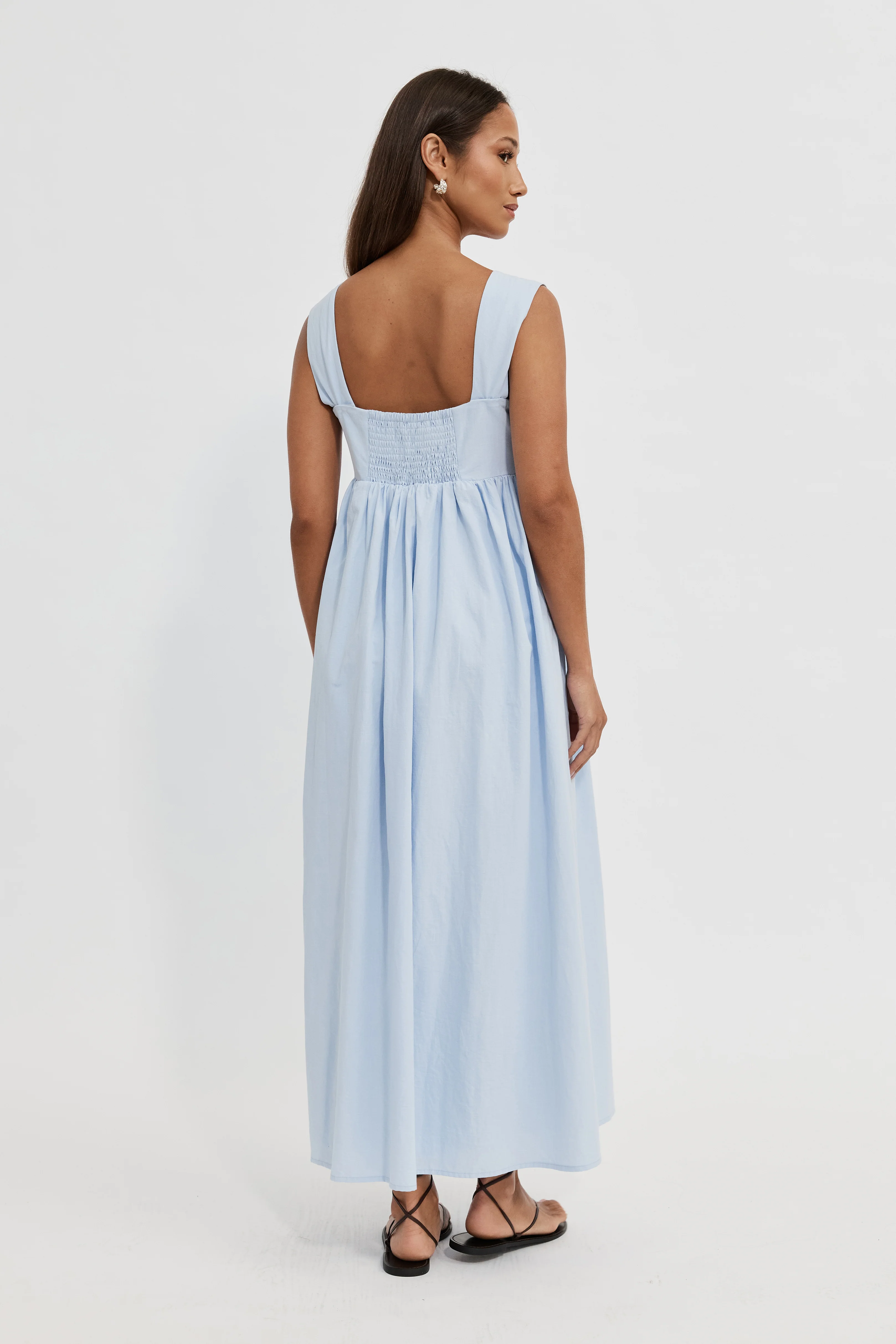 Portia Tie-Front Babydoll Dress - Baby Blue - Image 7