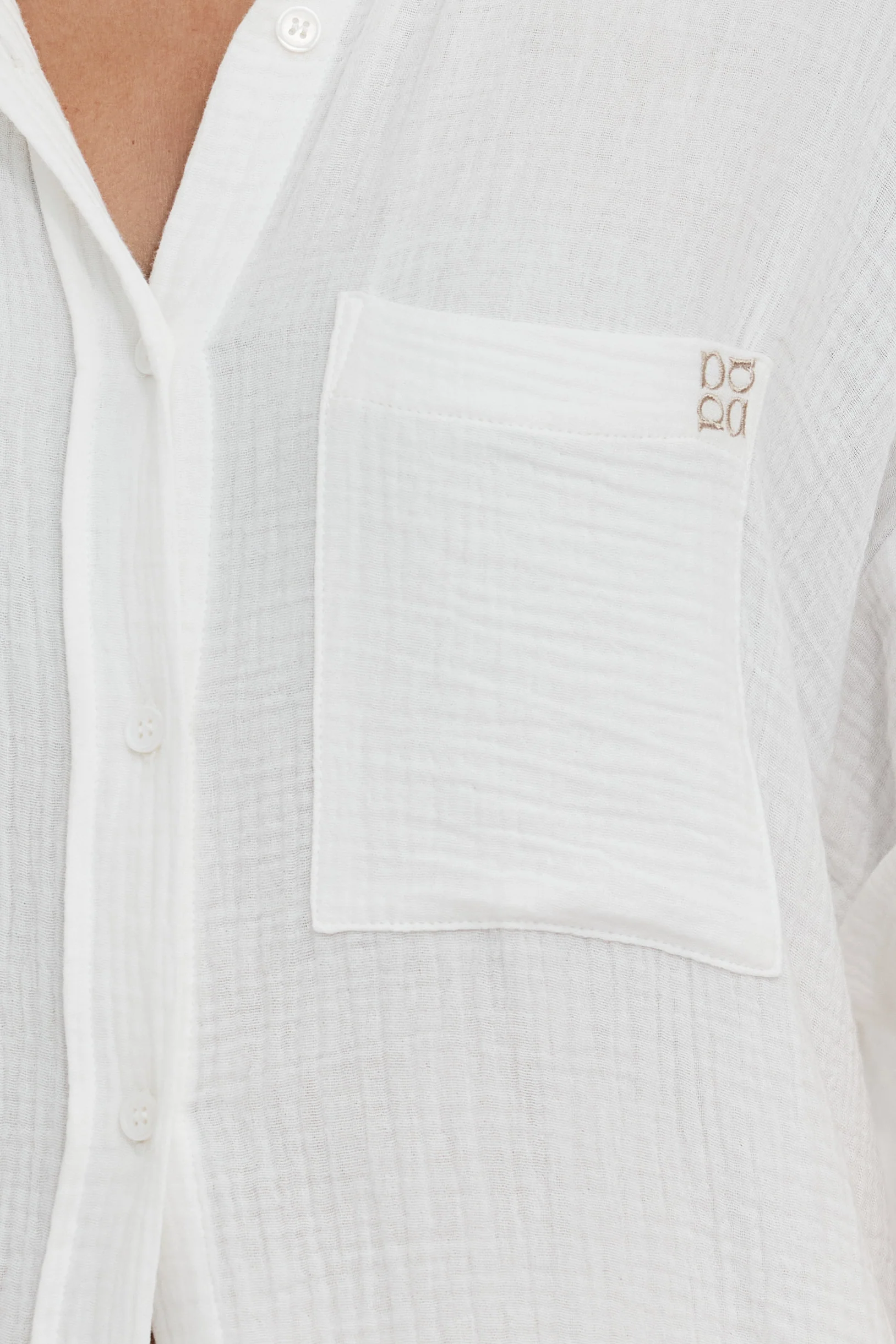 Reese Rolled-Sleeve Button-Down Shirt - White - Image 9