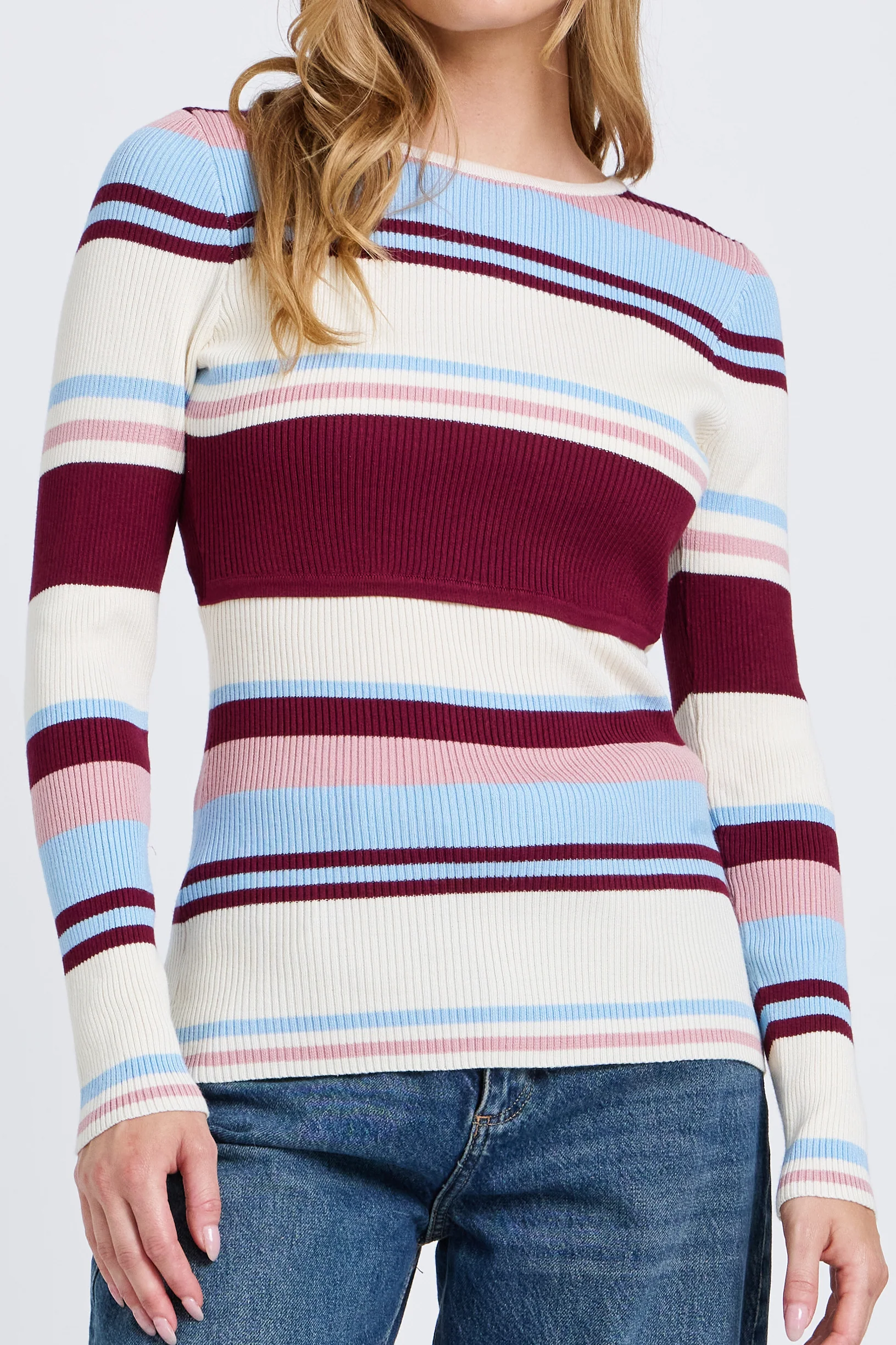 Rowe Stripe Long Sleeve Knit Top - Multi - Image 3