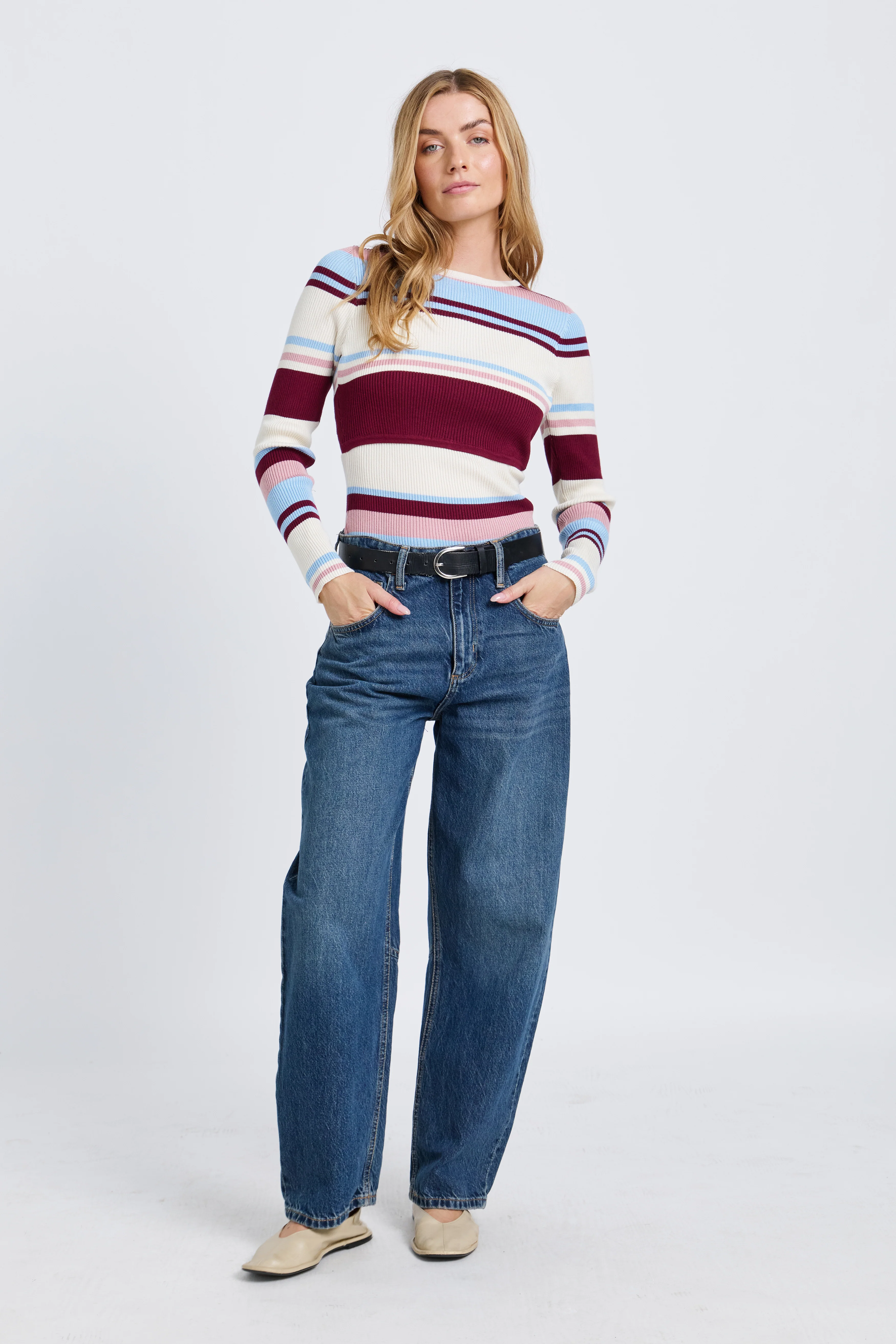 Rowe Stripe Long Sleeve Knit Top - Multi - Image 4