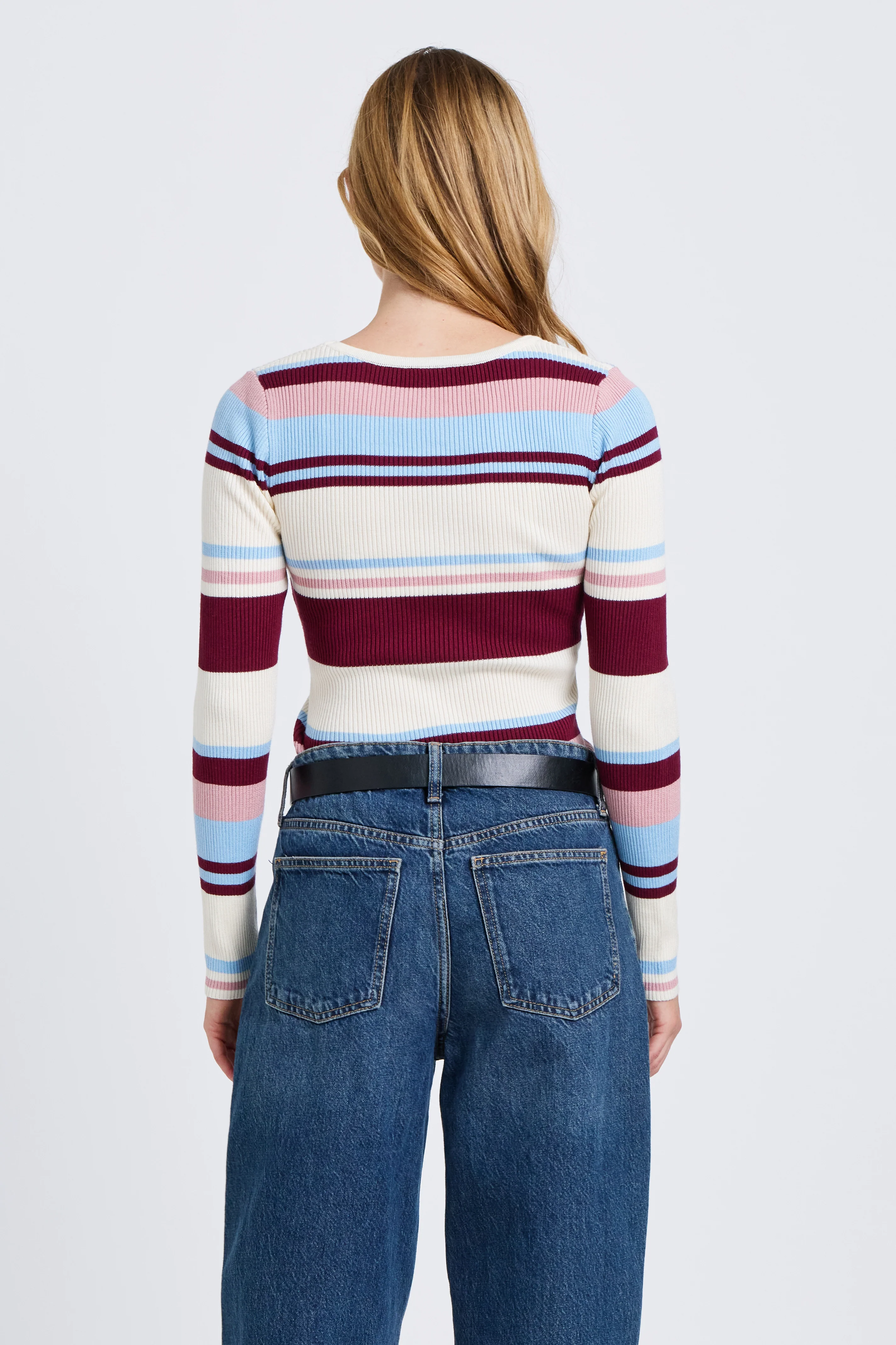 Rowe Stripe Long Sleeve Knit Top - Multi - Image 6