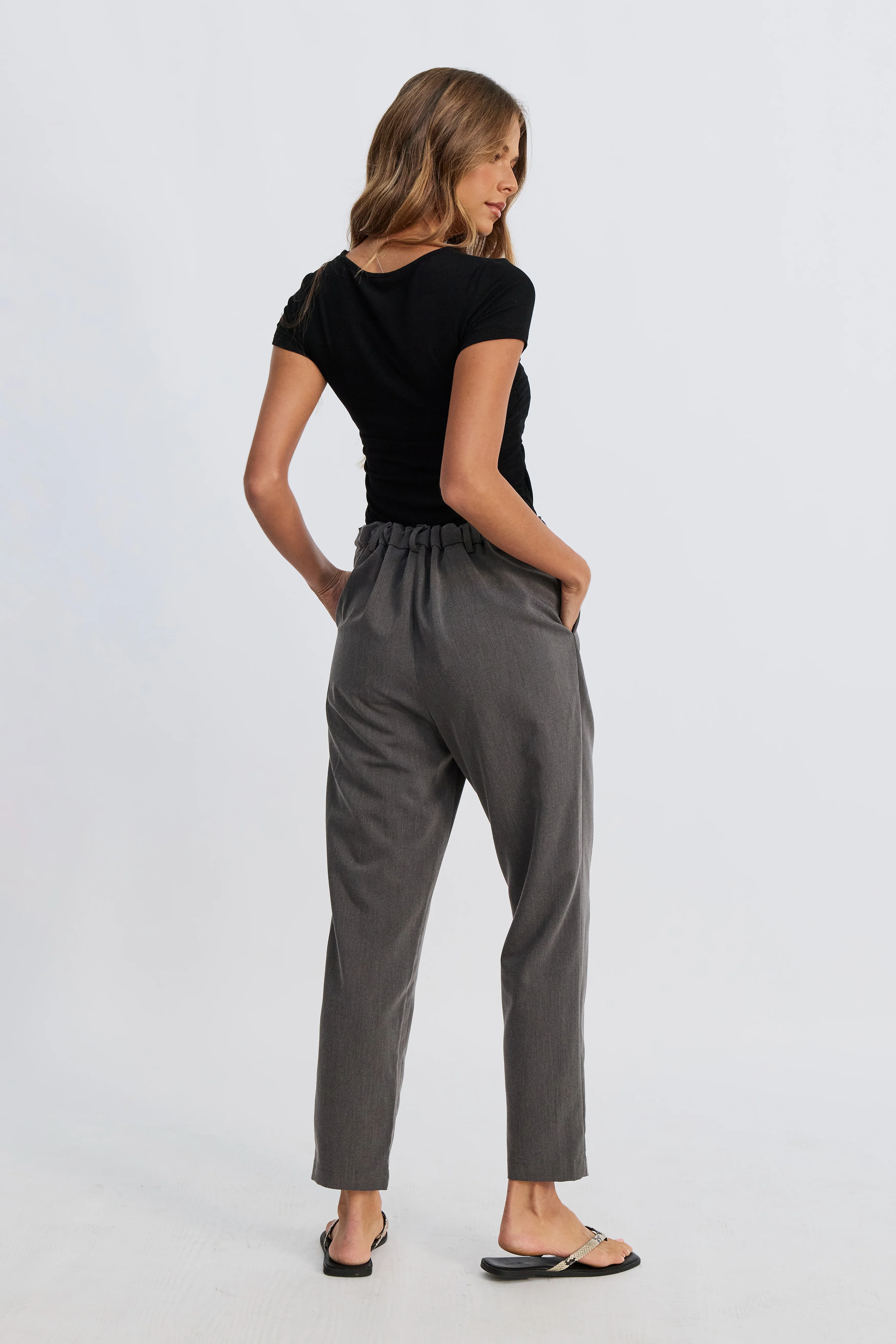 Sadie Adjustable Waist Tailored Trouser - Grey - Image 11