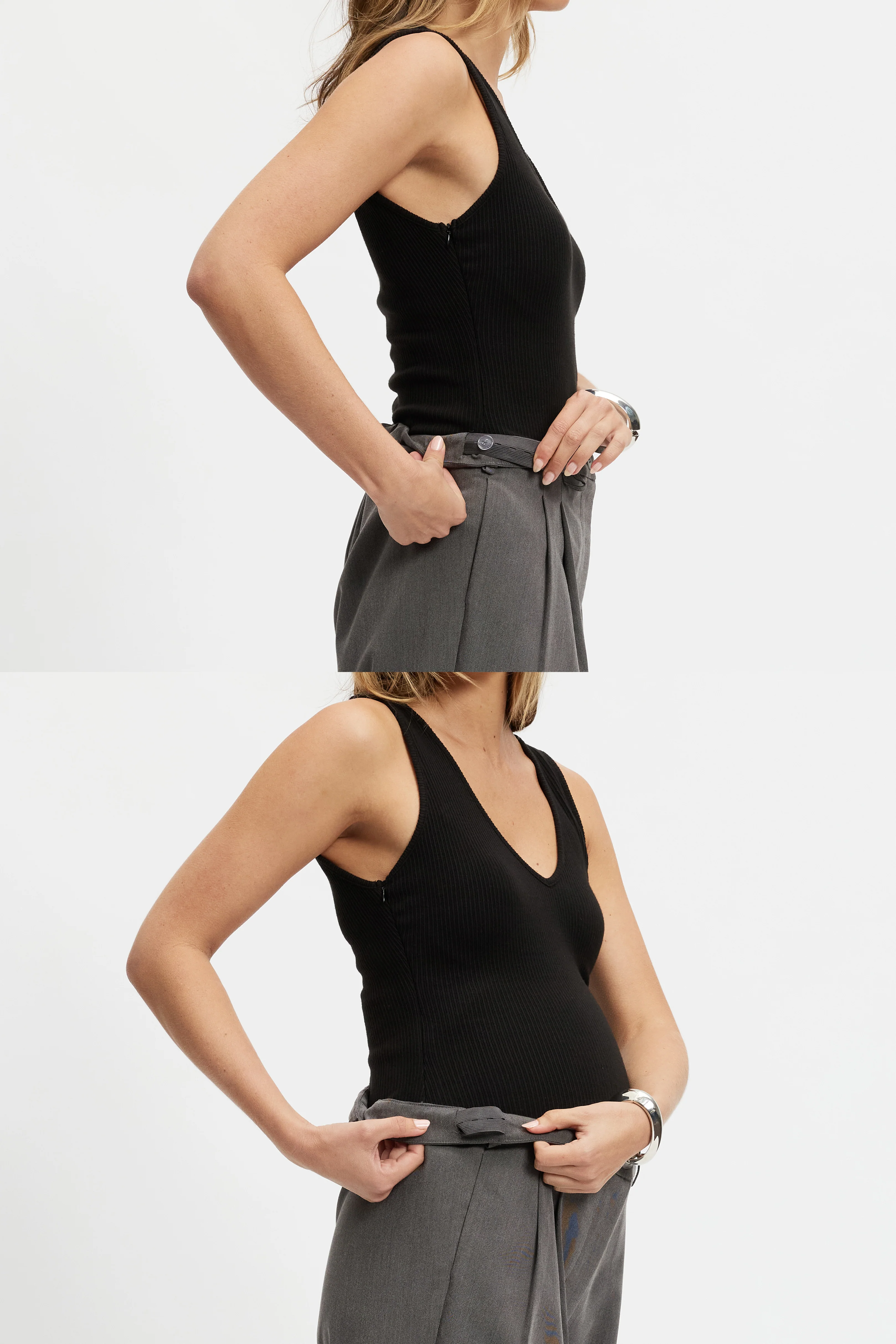 Sadie Adjustable Waist Tailored Trouser - Grey - Image 3