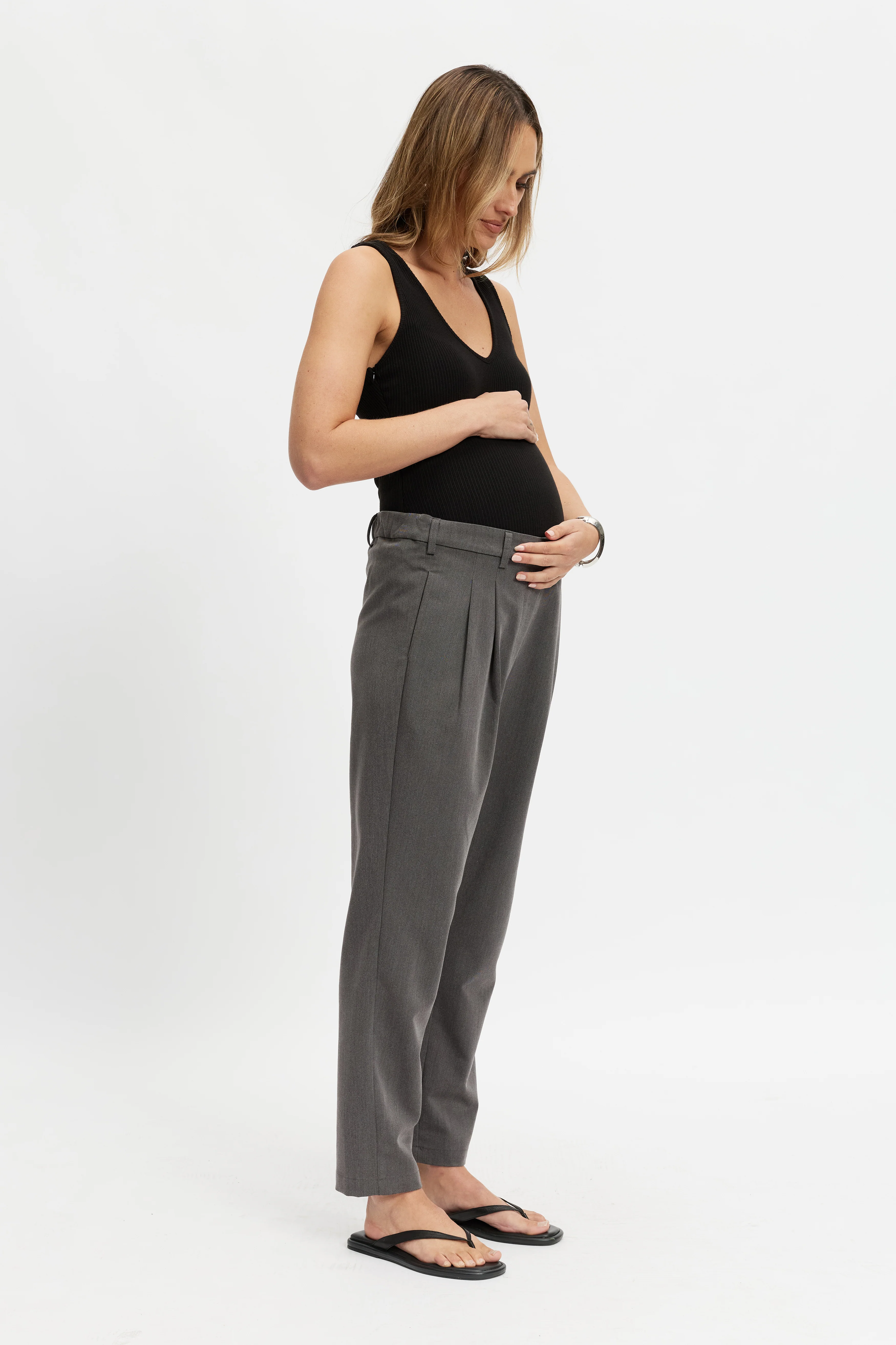 Sadie Adjustable Waist Tailored Trouser - Grey - Image 6