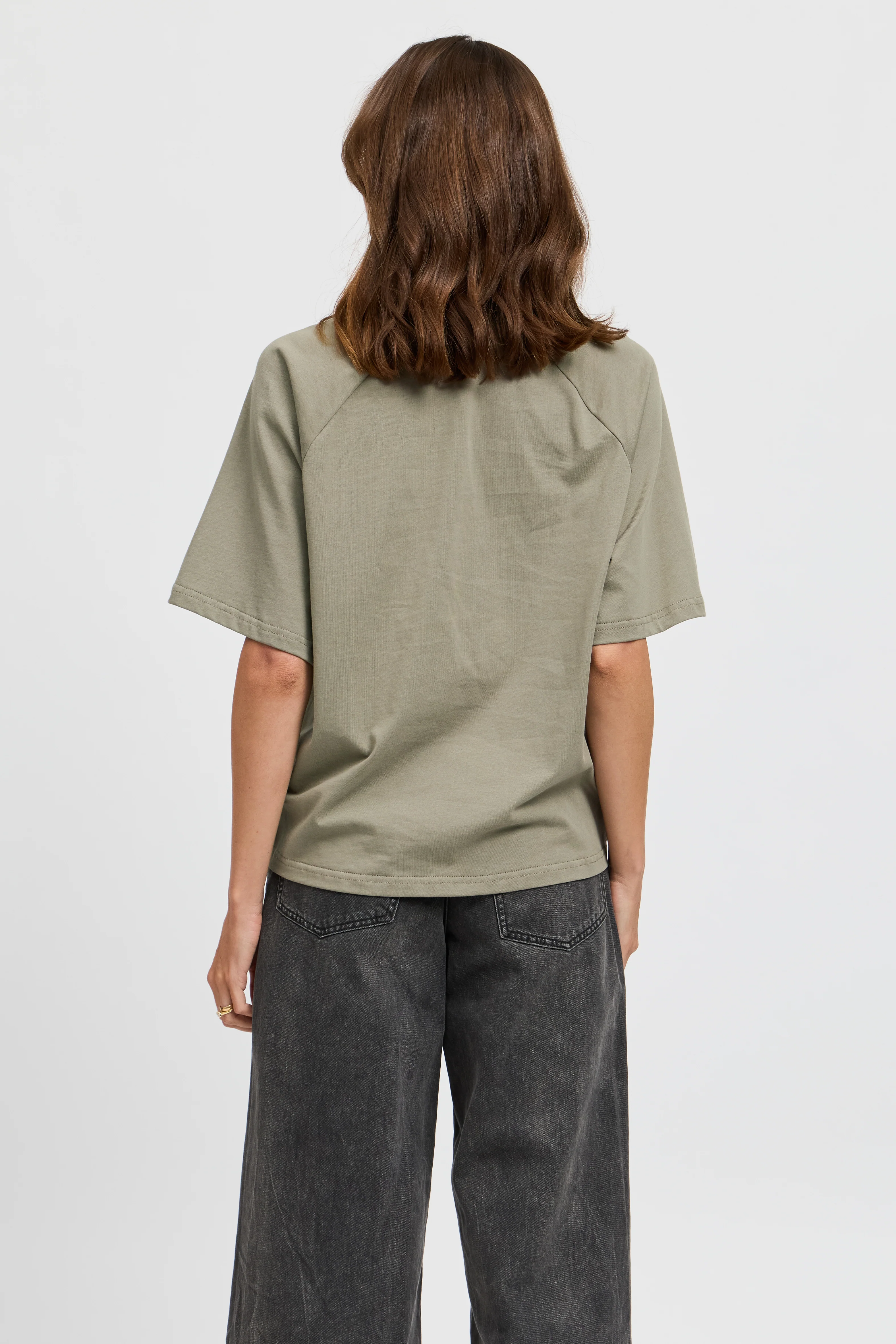 Sammi Ruched Box-Cut Tee - Khaki - Image 6